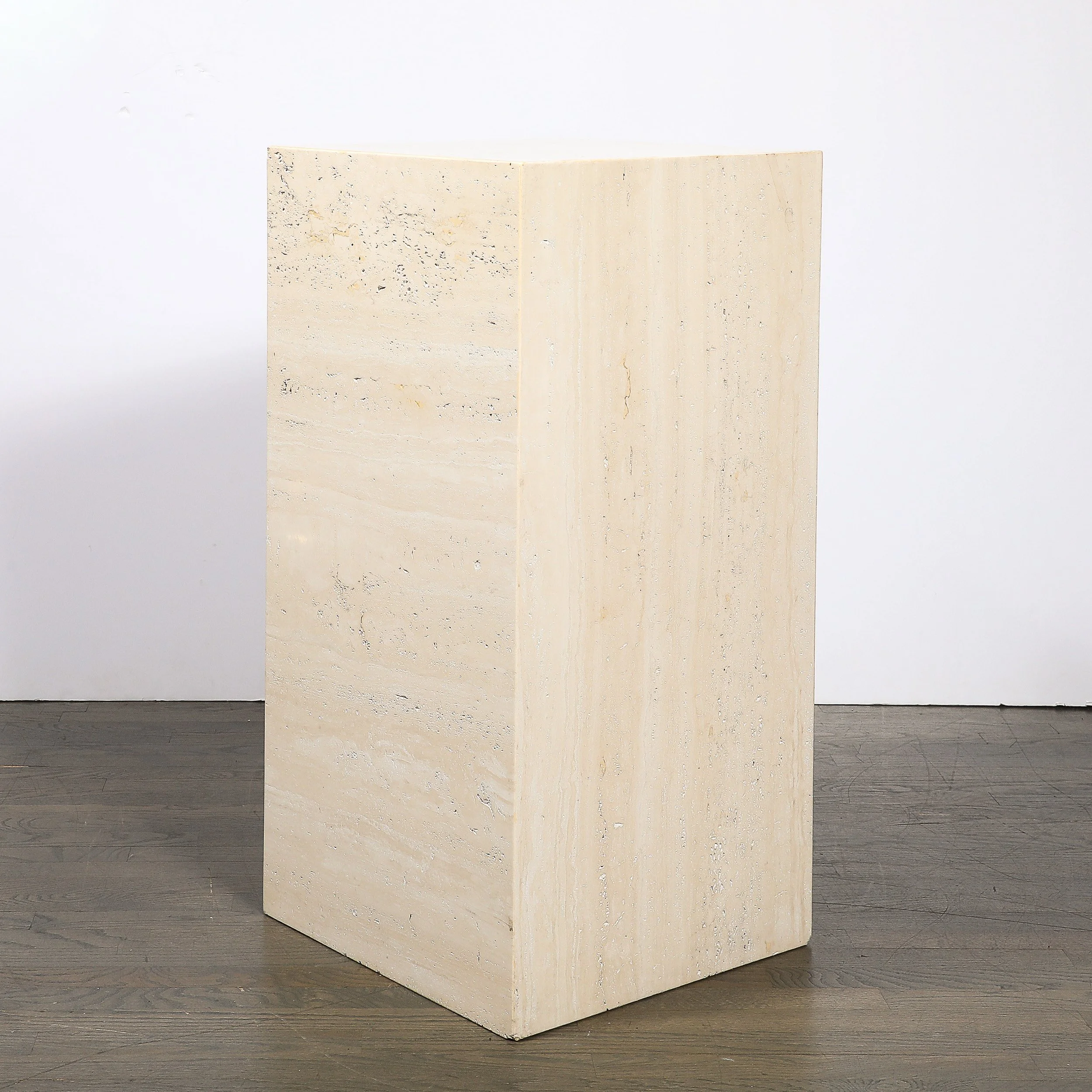 Mid-Century Modernist Rectilinear Minimal Travertine Pedestal — image 8