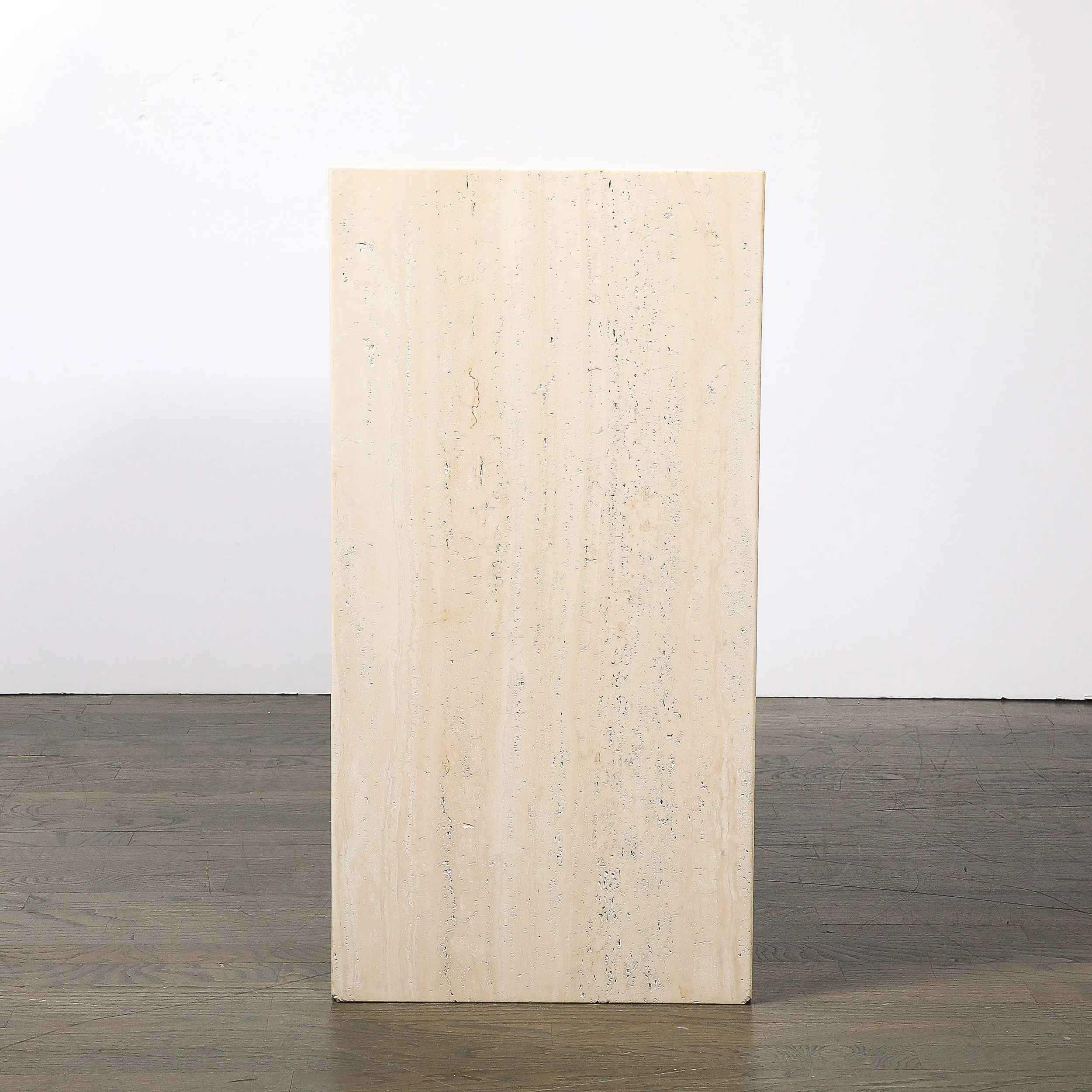 Mid-Century Modernist Rectilinear Minimal Travertine Pedestal — image 9