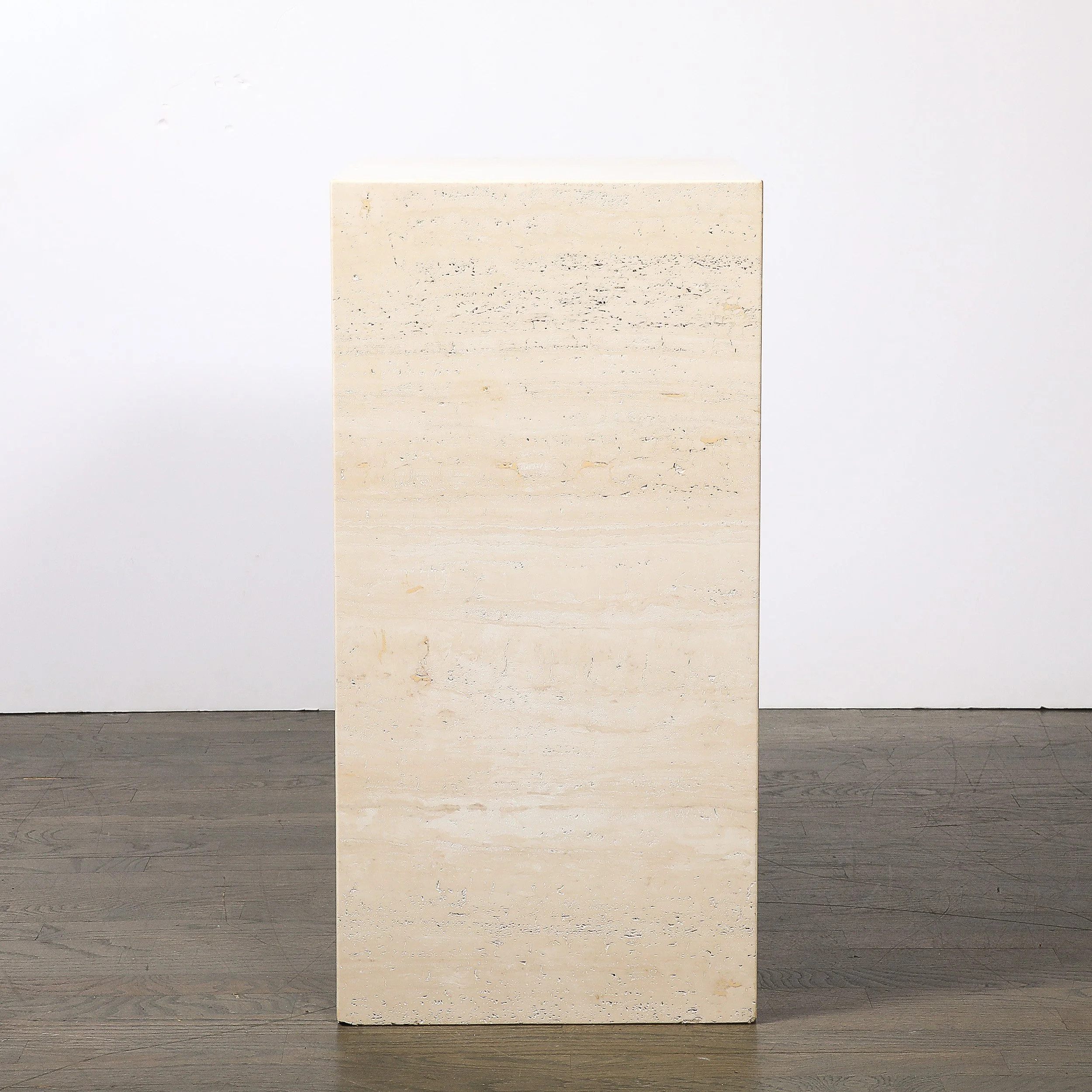 Mid-Century Modernist Rectilinear Minimal Travertine Pedestal — image 10