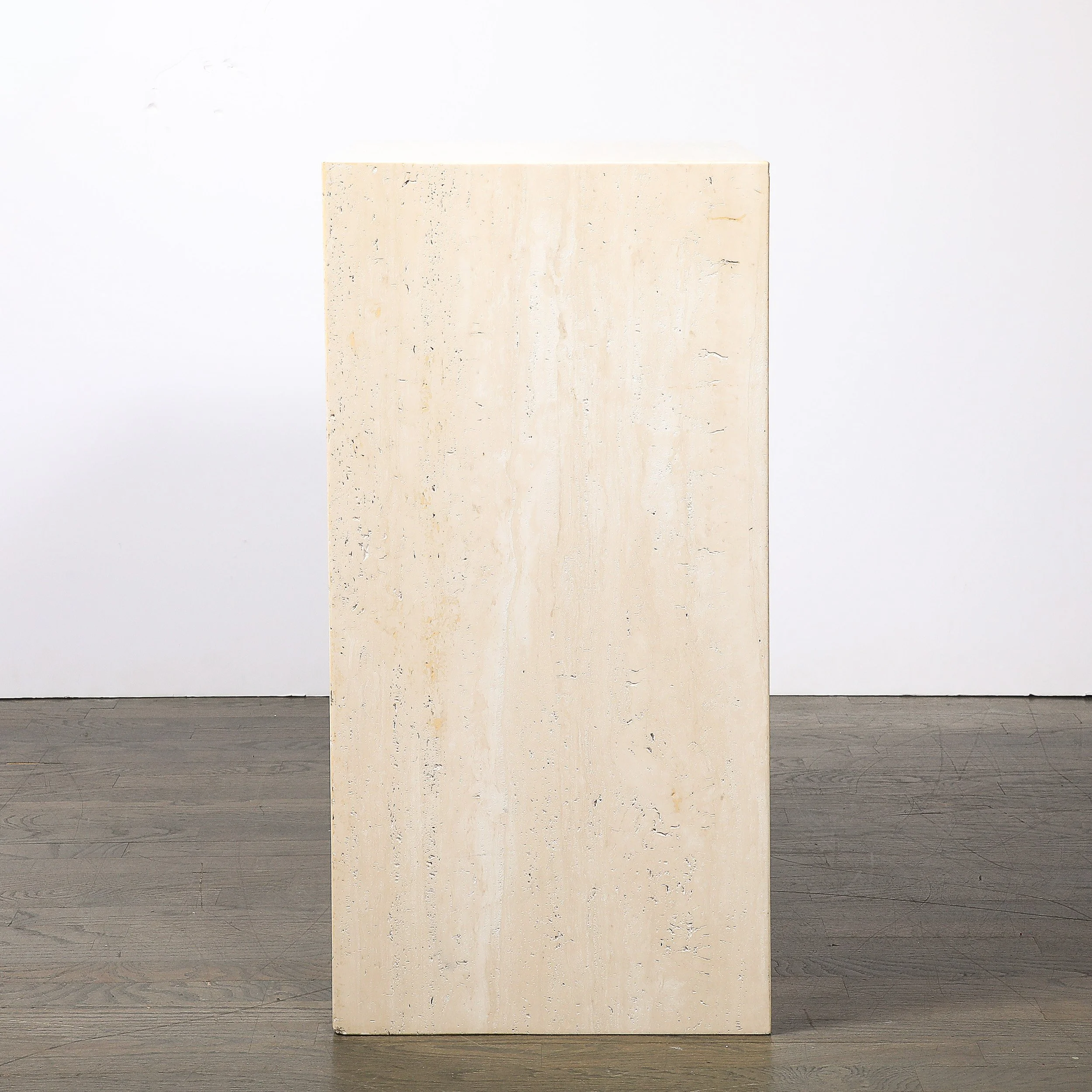 Mid-Century Modernist Rectilinear Minimal Travertine Pedestal — image 11