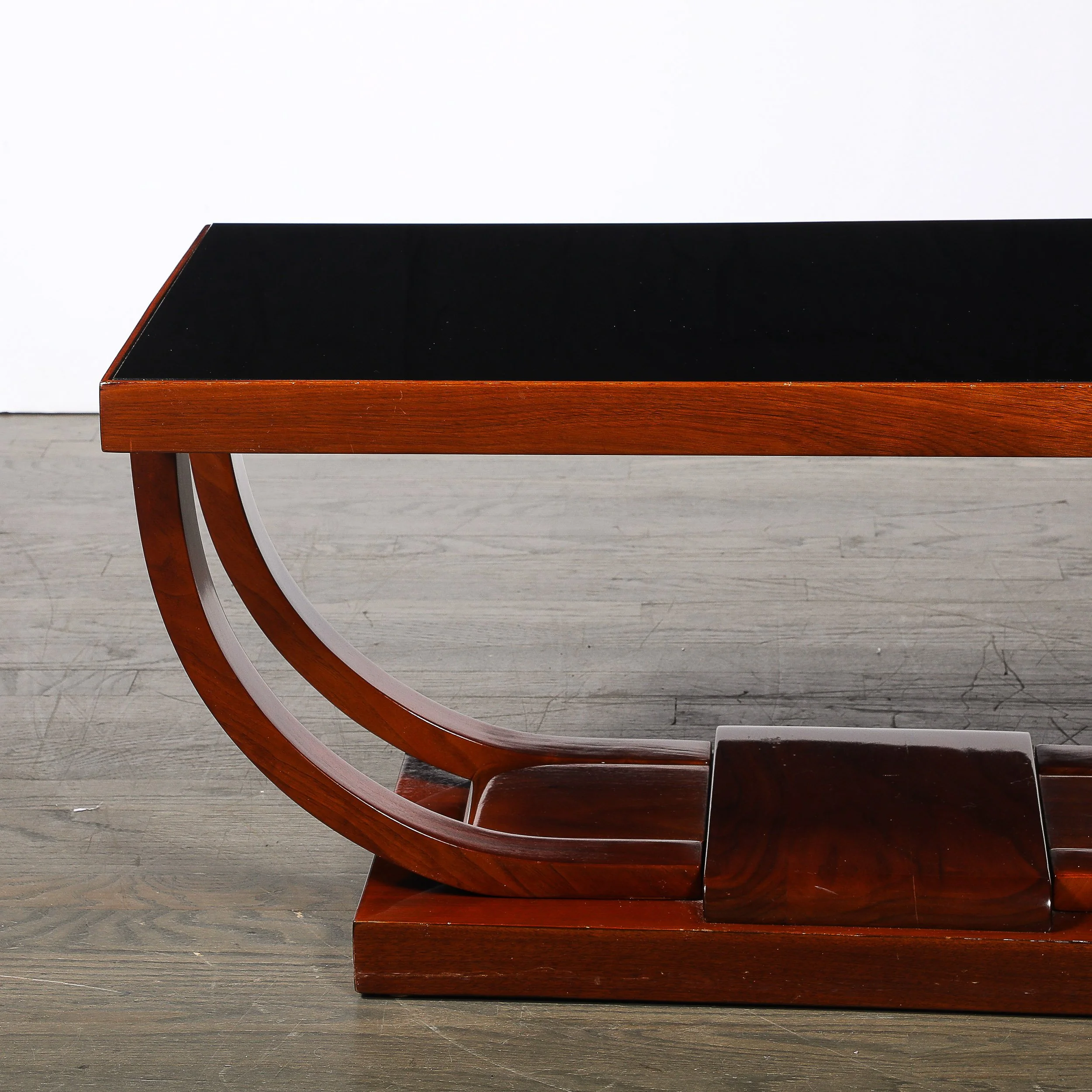 Art Deco Machine Age Walnut Cocktail Table w/ Inset Vitrolite Top by Modernage offered by High Style Deco — image 3