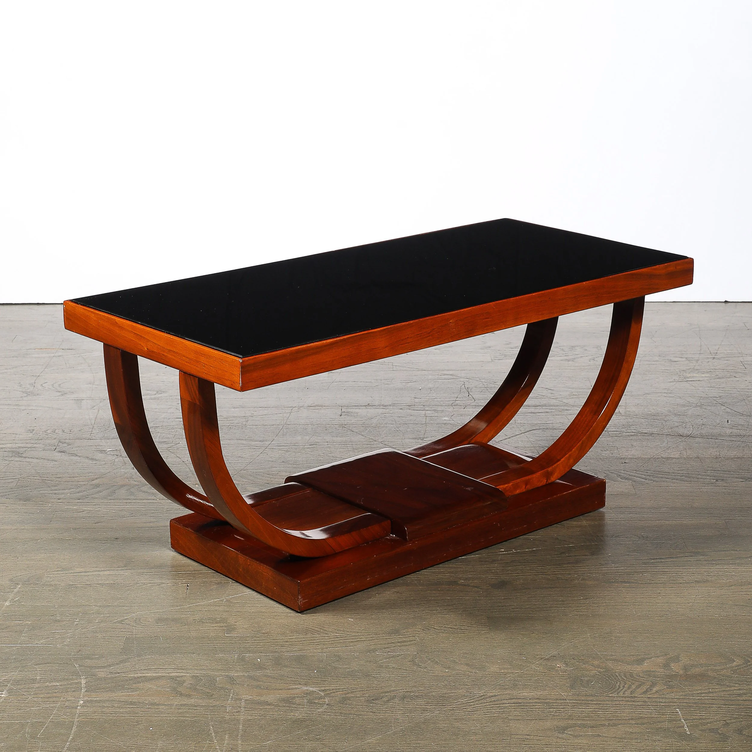 Art Deco Machine Age Walnut Cocktail Table w/ Inset Vitrolite Top by Modernage offered by High Style Deco — image 6