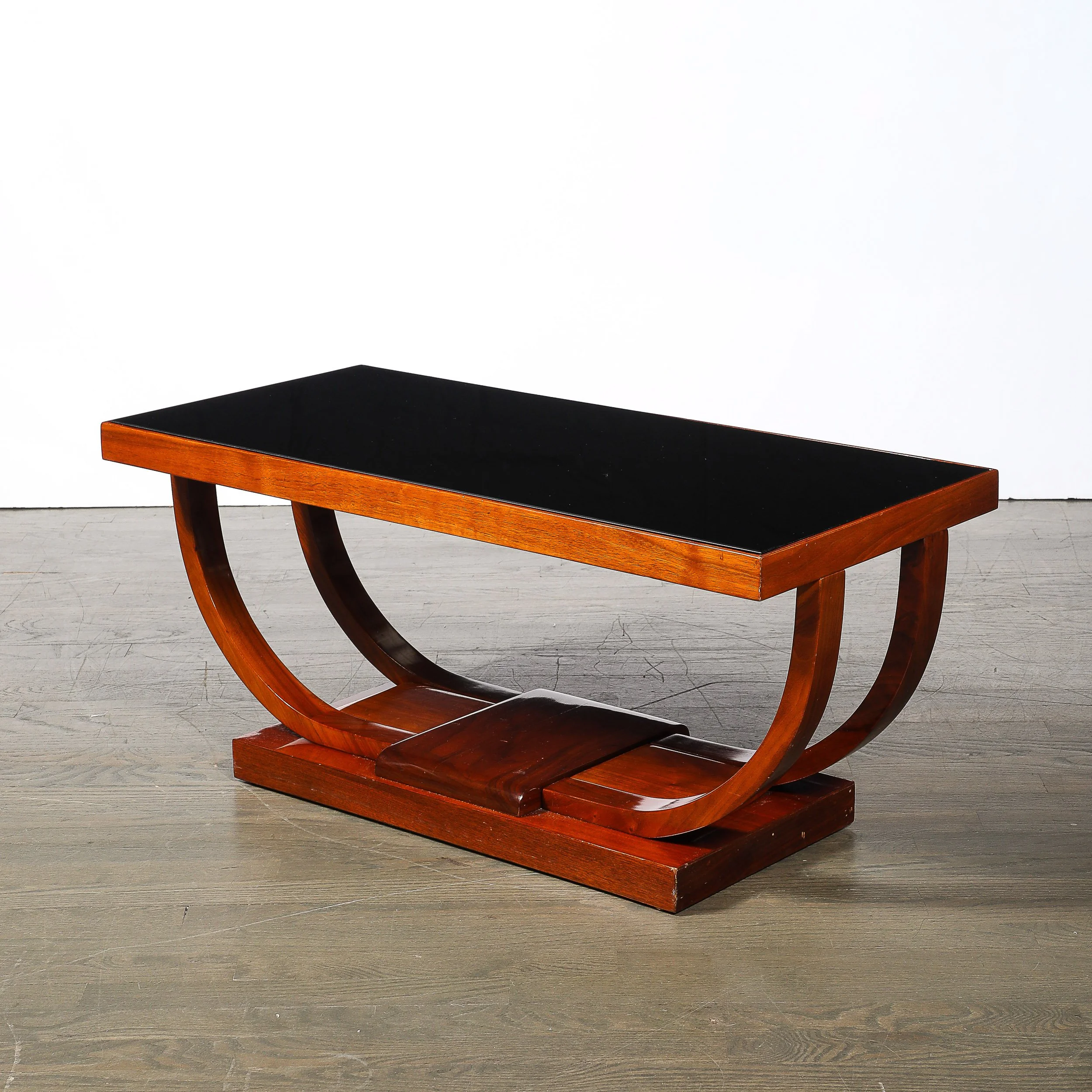 Art Deco Machine Age Walnut Cocktail Table w/ Inset Vitrolite Top by Modernage offered by High Style Deco — image 9