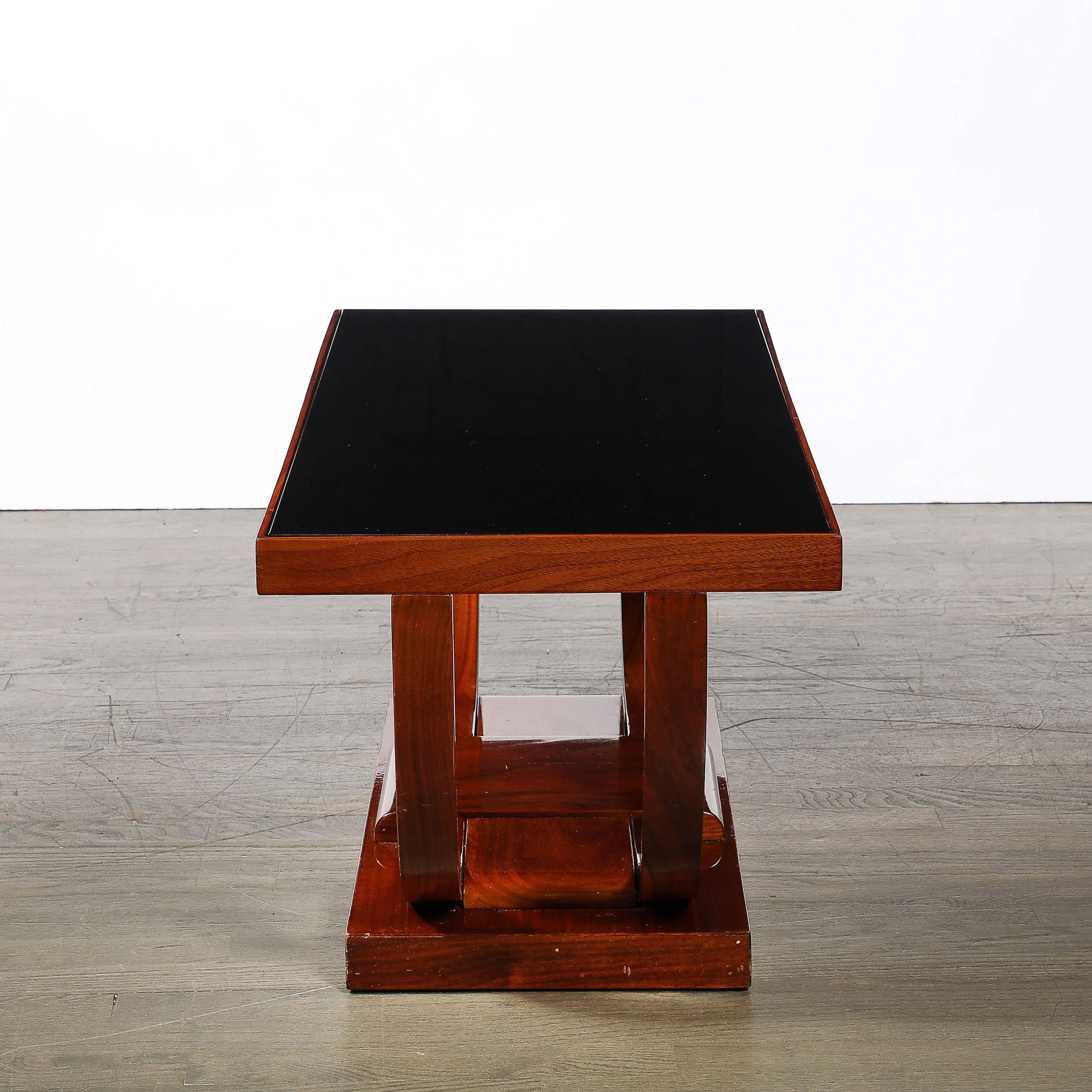 Art Deco Machine Age Walnut Cocktail Table w/ Inset Vitrolite Top by Modernage offered by High Style Deco — image 10