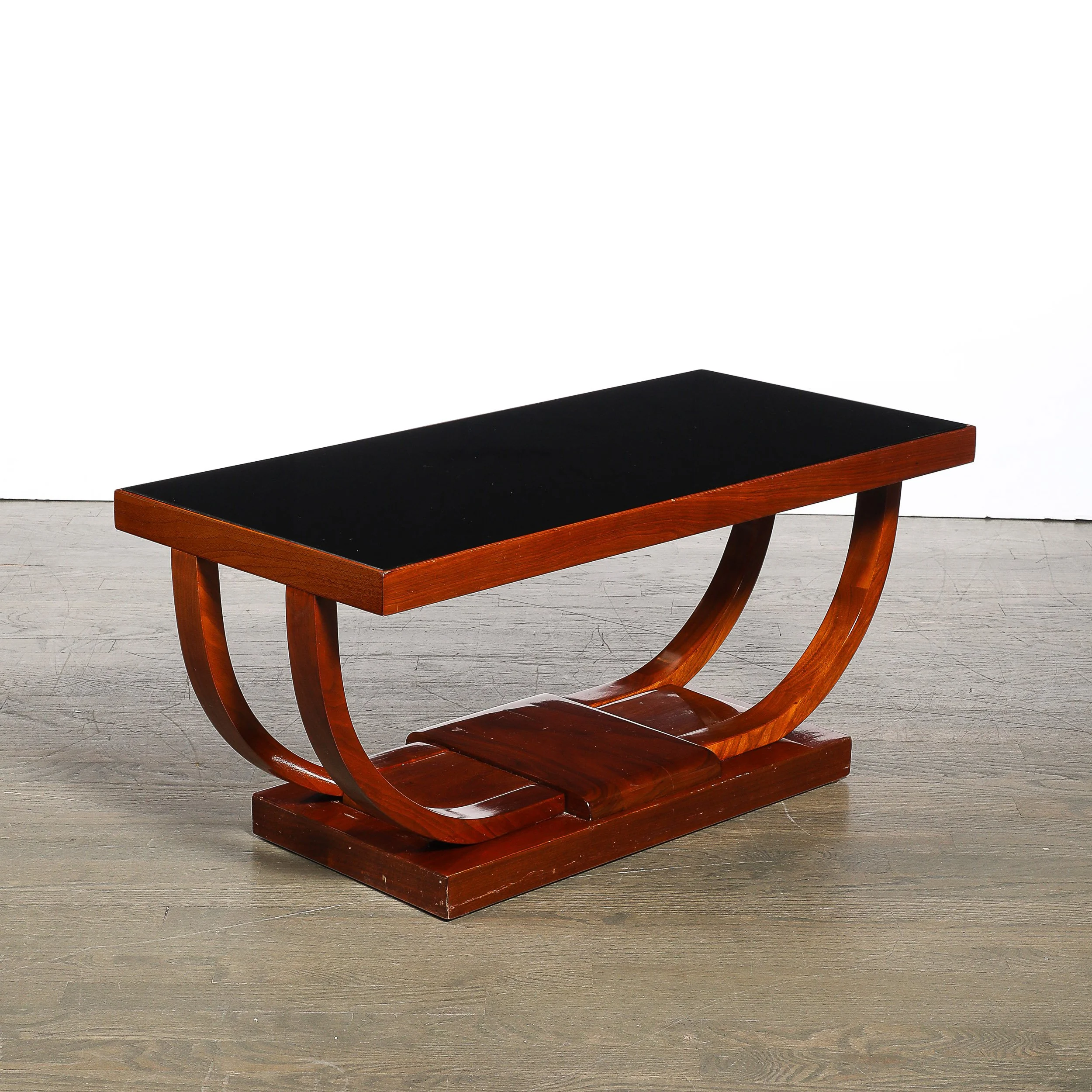 Art Deco Machine Age Walnut Cocktail Table w/ Inset Vitrolite Top by Modernage offered by High Style Deco — image 11
