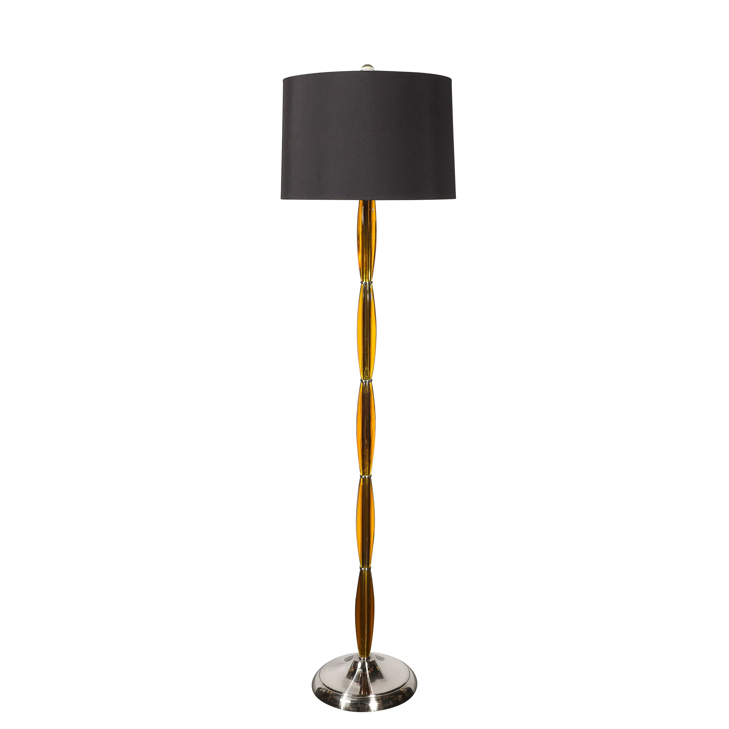 Pair of Mid-Century Segmented Amber Bakelite & Brushed Chrome Floor Lamps offered by High Style Deco — image 3