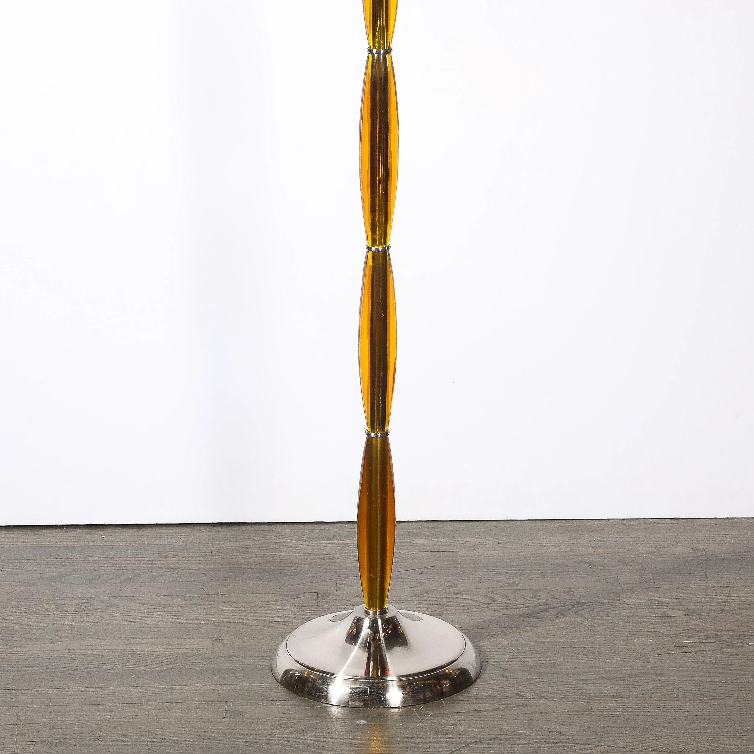 Pair of Mid-Century Segmented Amber Bakelite & Brushed Chrome Floor Lamps offered by High Style Deco — image 5