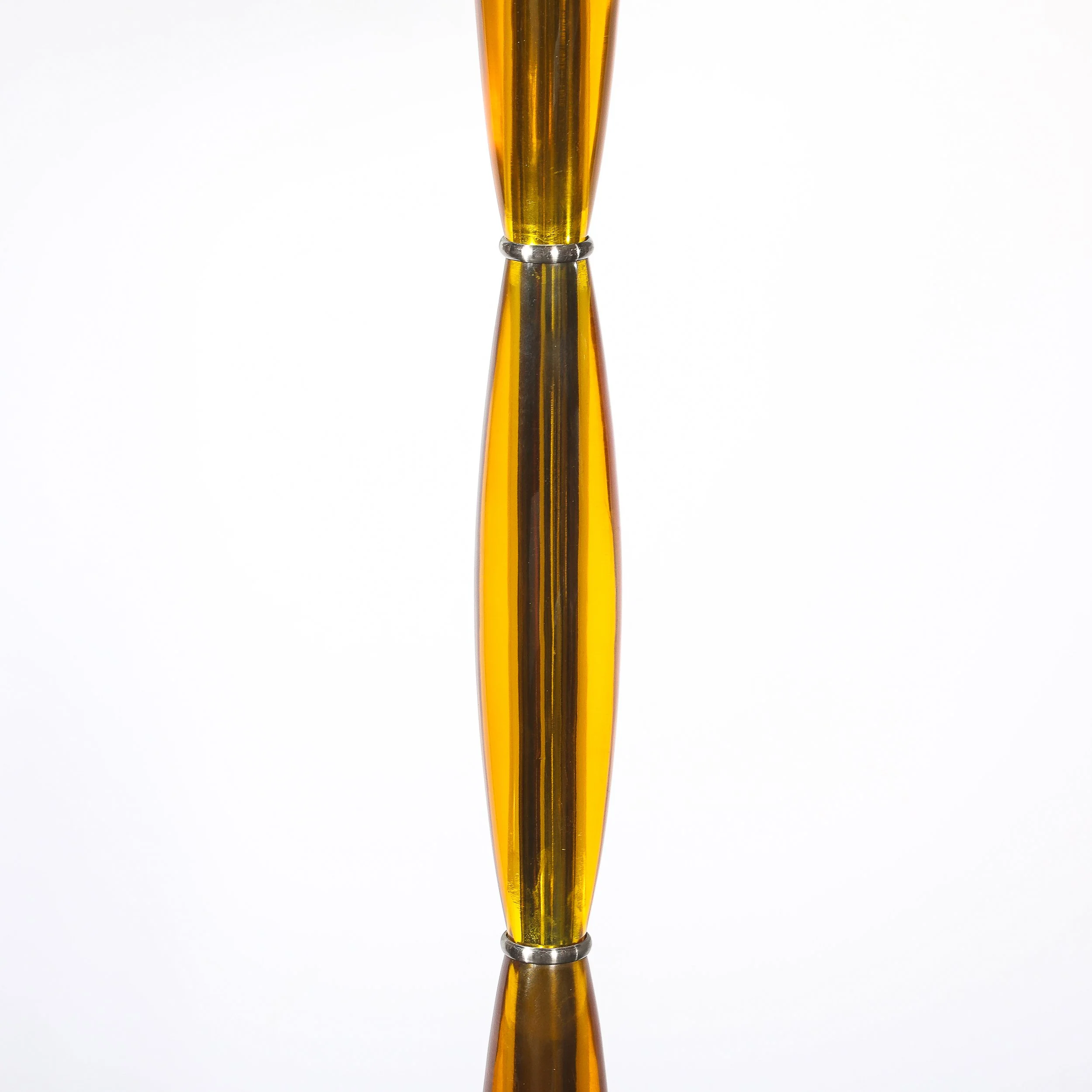 Pair of Mid-Century Segmented Amber Bakelite & Brushed Chrome Floor Lamps offered by High Style Deco — image 6