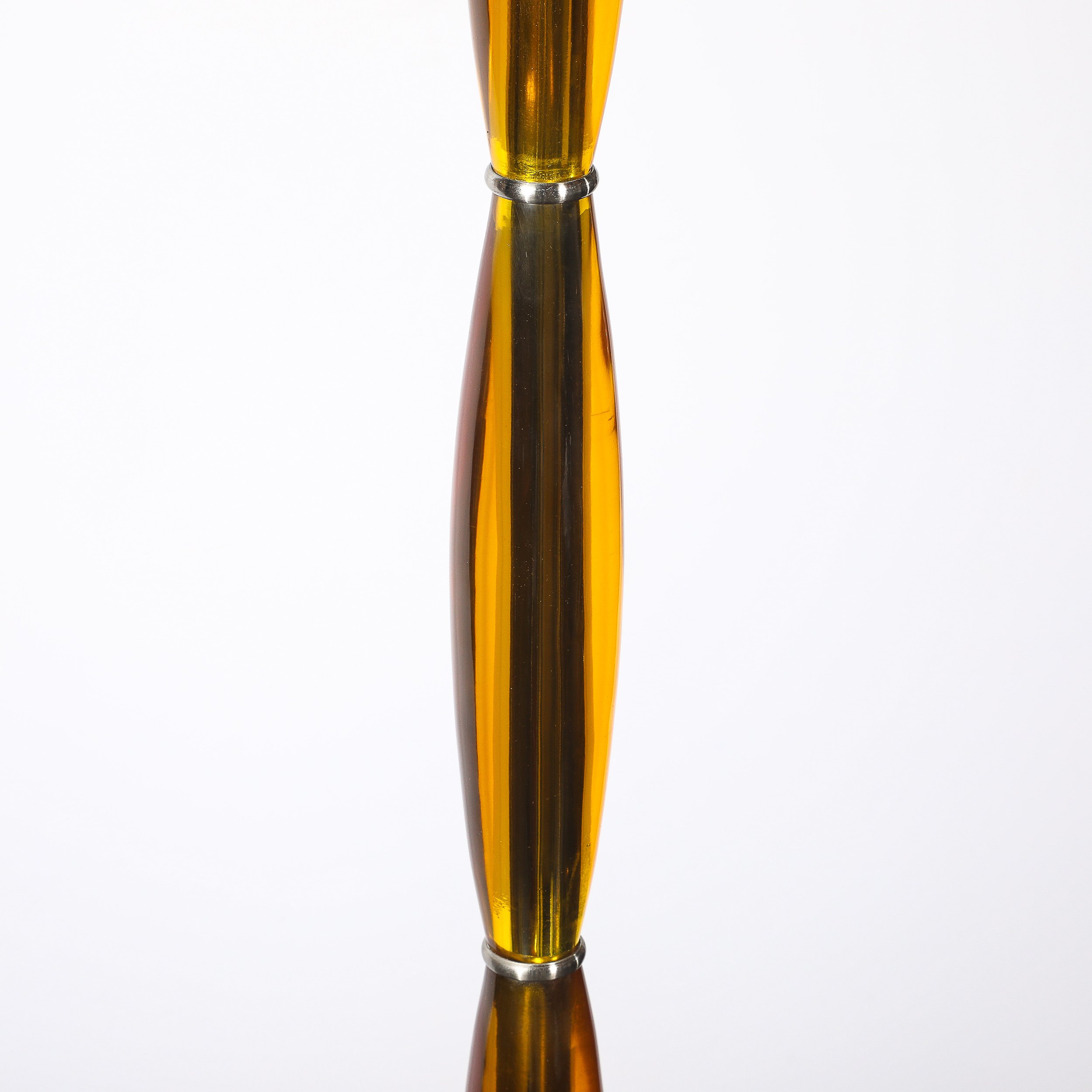 Pair of Mid-Century Segmented Amber Bakelite & Brushed Chrome Floor Lamps offered by High Style Deco — image 9