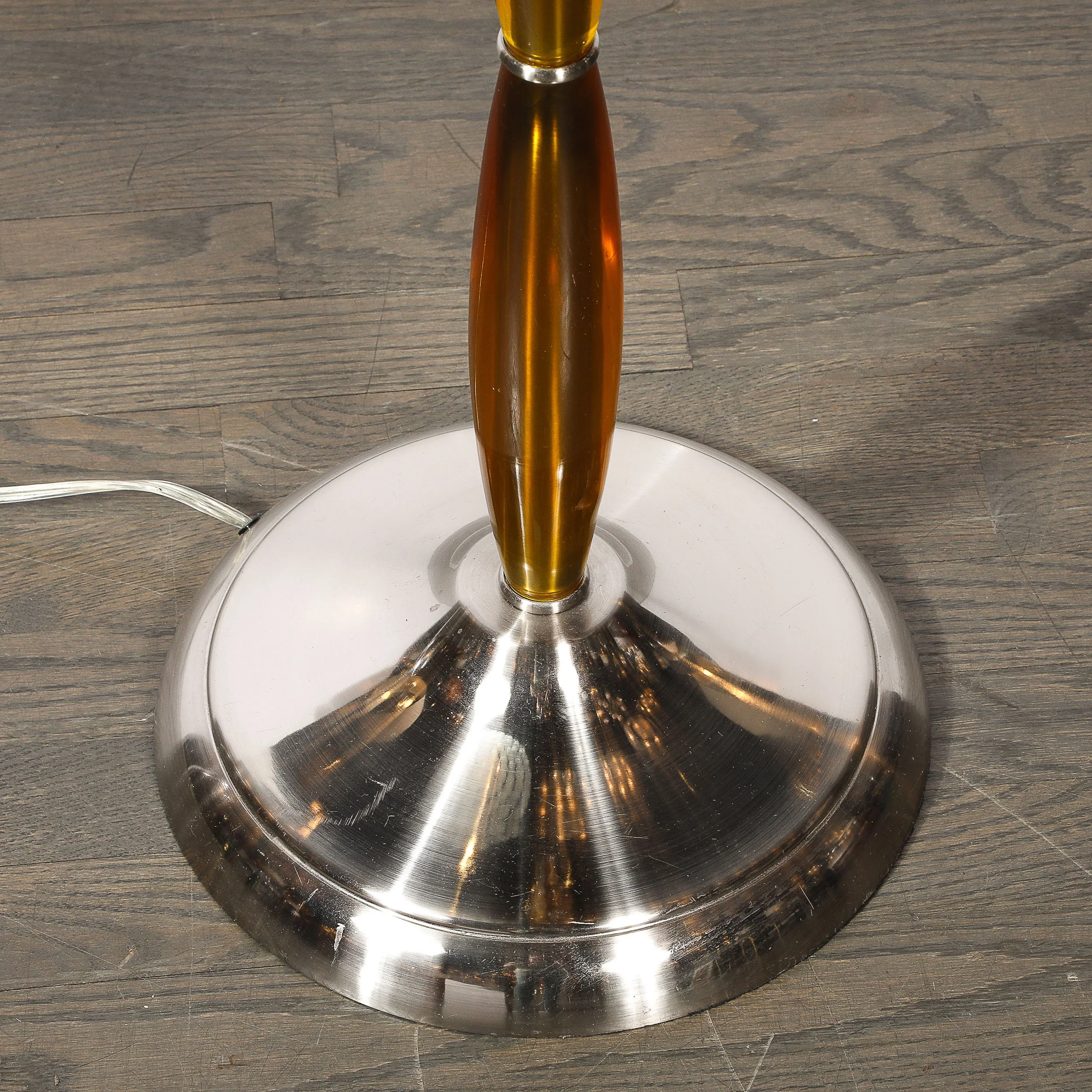 Pair of Mid-Century Segmented Amber Bakelite & Brushed Chrome Floor Lamps offered by High Style Deco — image 10