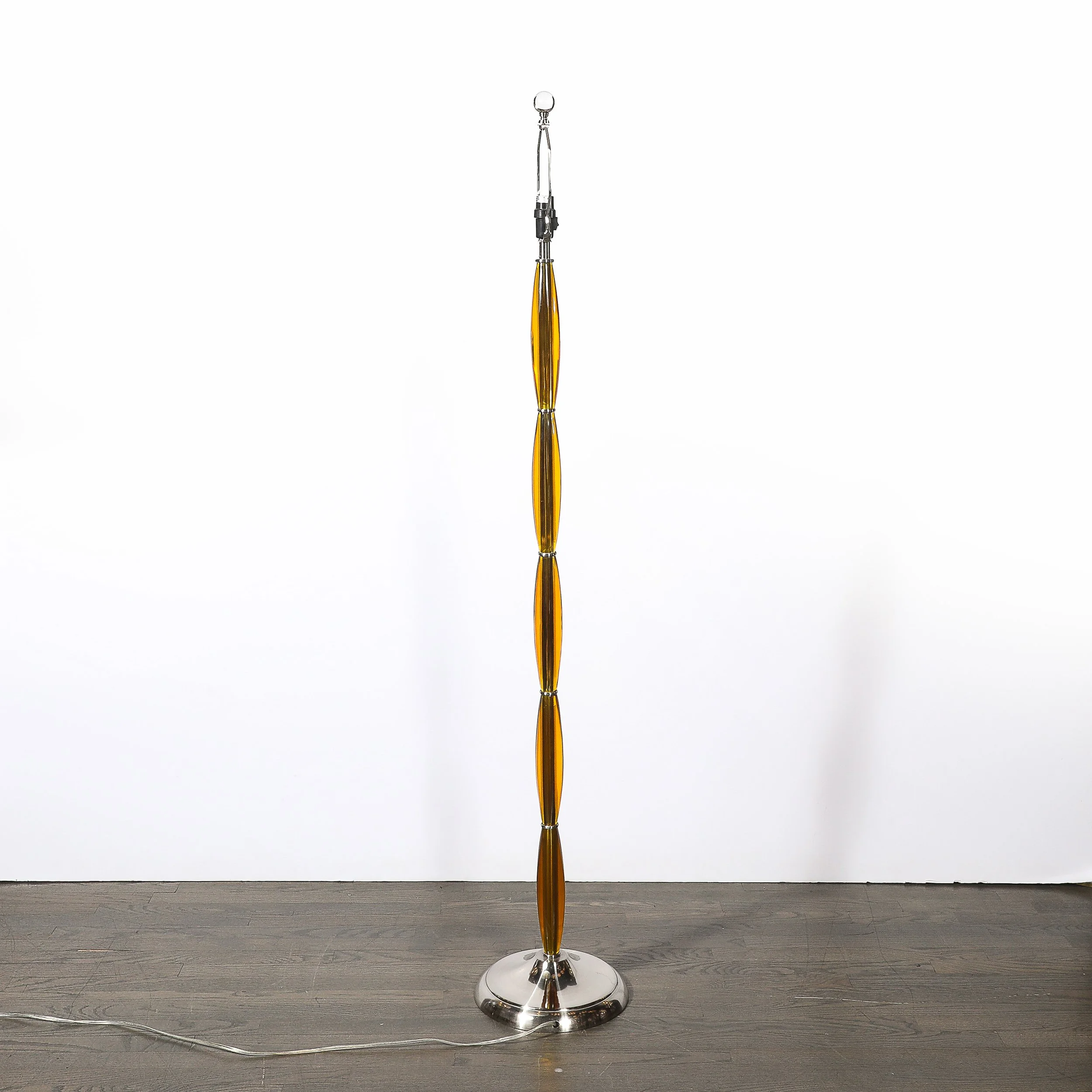 Pair of Mid-Century Segmented Amber Bakelite & Brushed Chrome Floor Lamps offered by High Style Deco — image 12