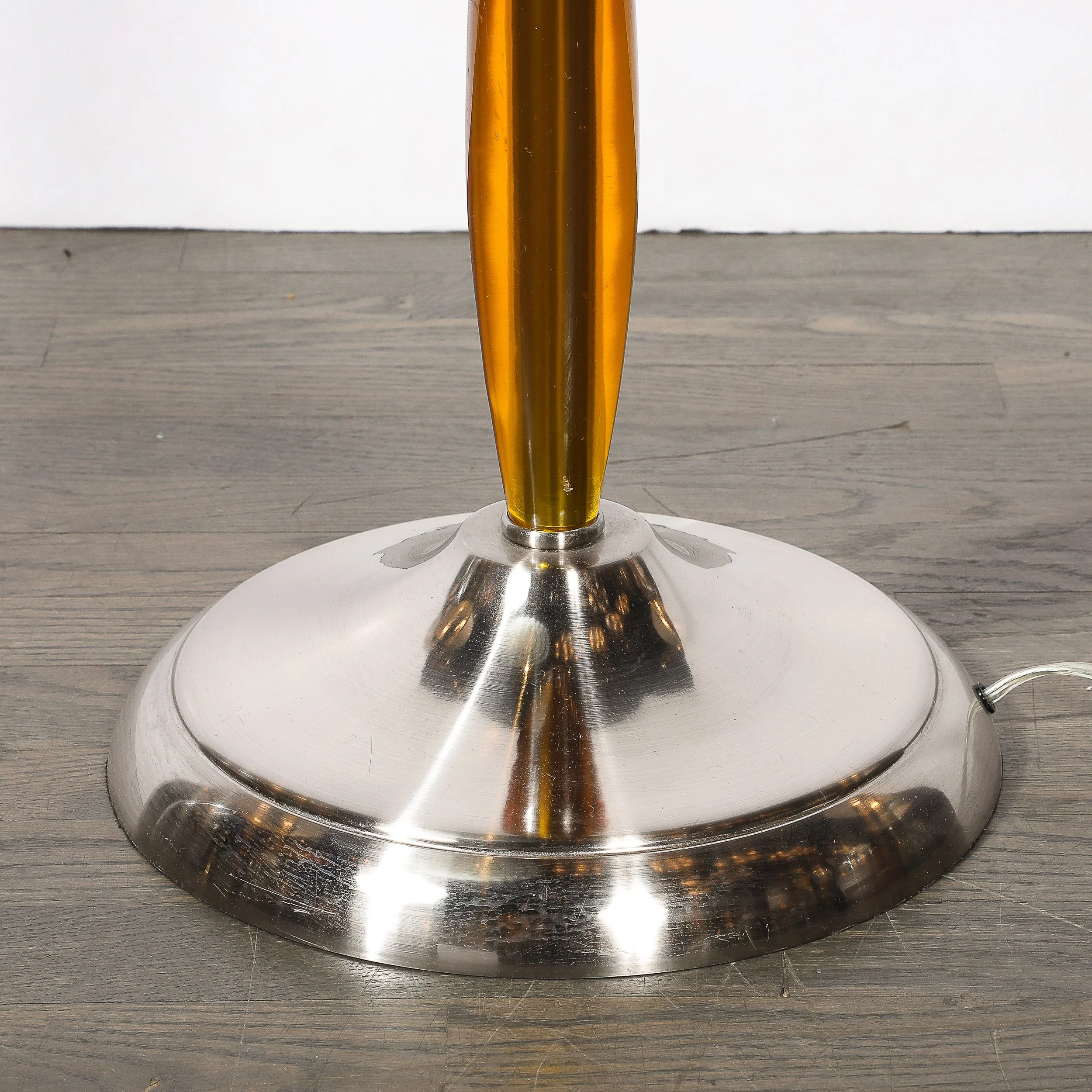 Pair of Mid-Century Segmented Amber Bakelite & Brushed Chrome Floor Lamps offered by High Style Deco — image 14