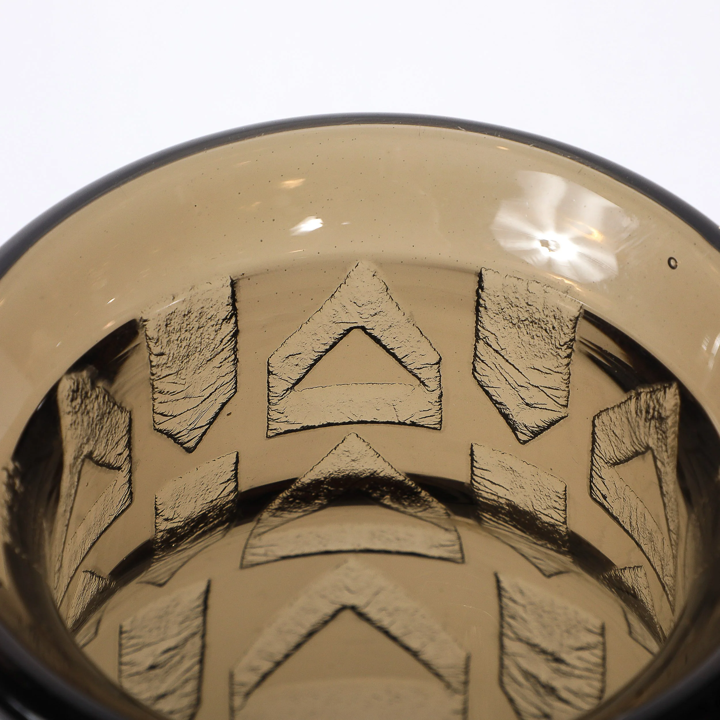 Art Deco signed Daum Acid-Etched Smoked Glass Vase w/ Geometric Motif offered by High Style Deco — image 8