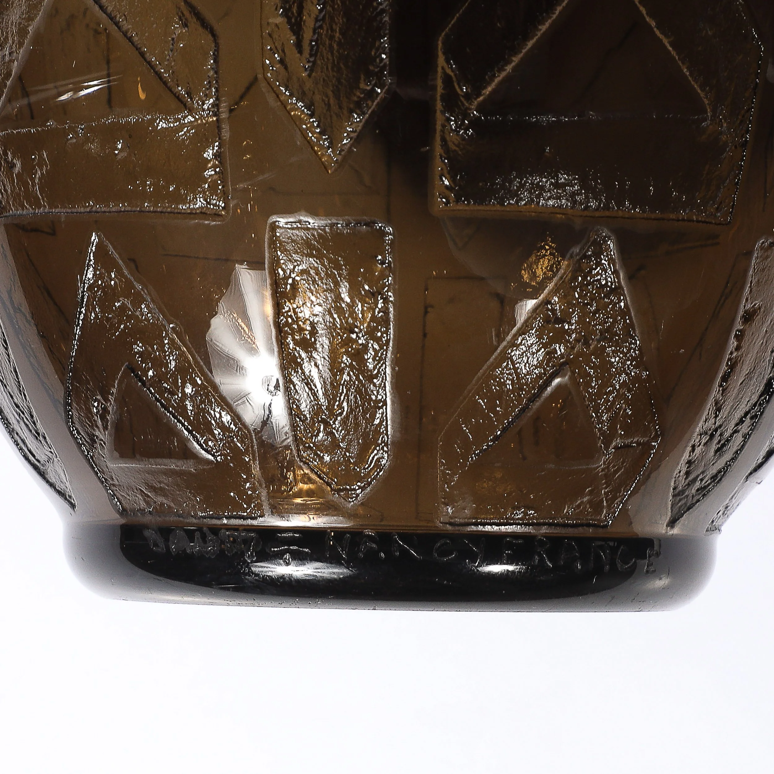 Art Deco signed Daum Acid-Etched Smoked Glass Vase w/ Geometric Motif offered by High Style Deco — image 9