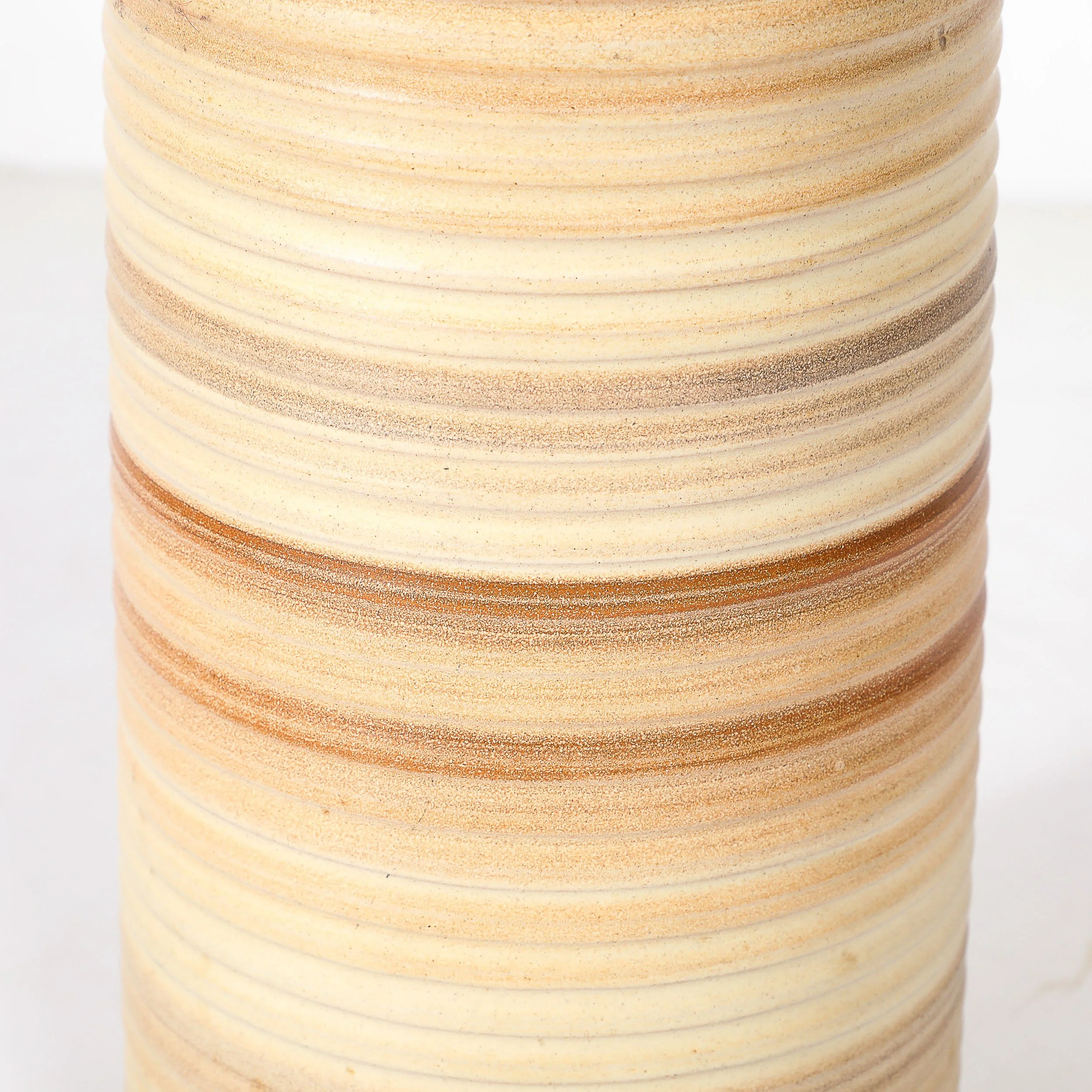 Pair of Mid-Century Beige Ceramic Table Lamps w/ Spun Grooved Detailing offered by High Style Deco — image 14