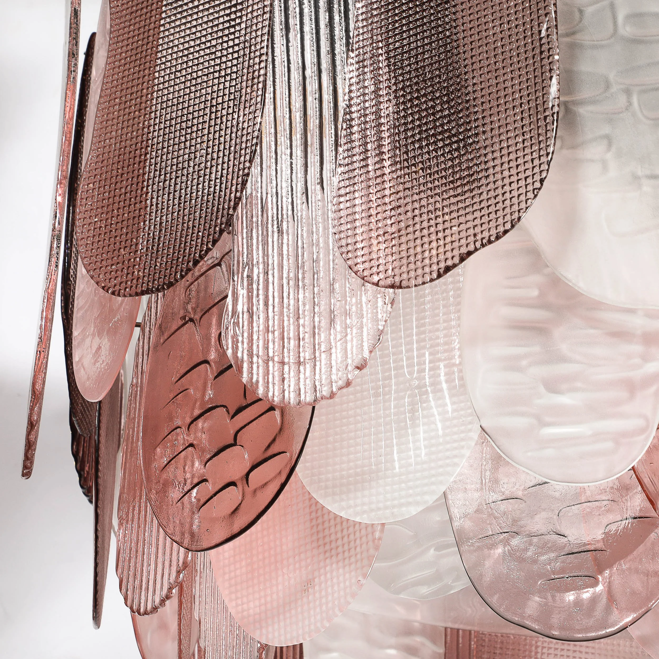 Modernist Round 3-Tier Hand-Blown Murano Glass Chandelier w/ Oval Reeded Shades offered by High Style Deco — image 2