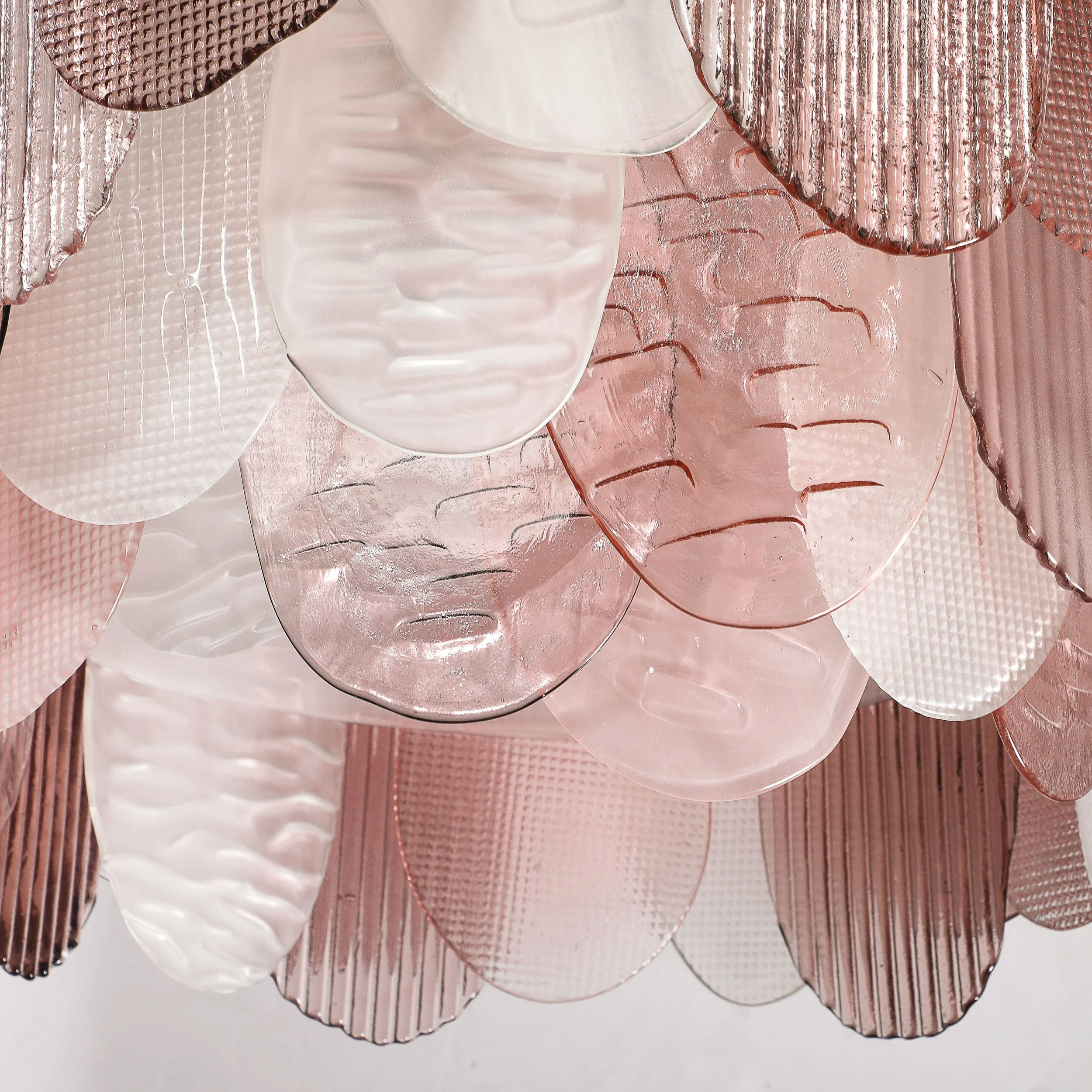 Modernist Round 3-Tier Hand-Blown Murano Glass Chandelier w/ Oval Reeded Shades offered by High Style Deco — image 6