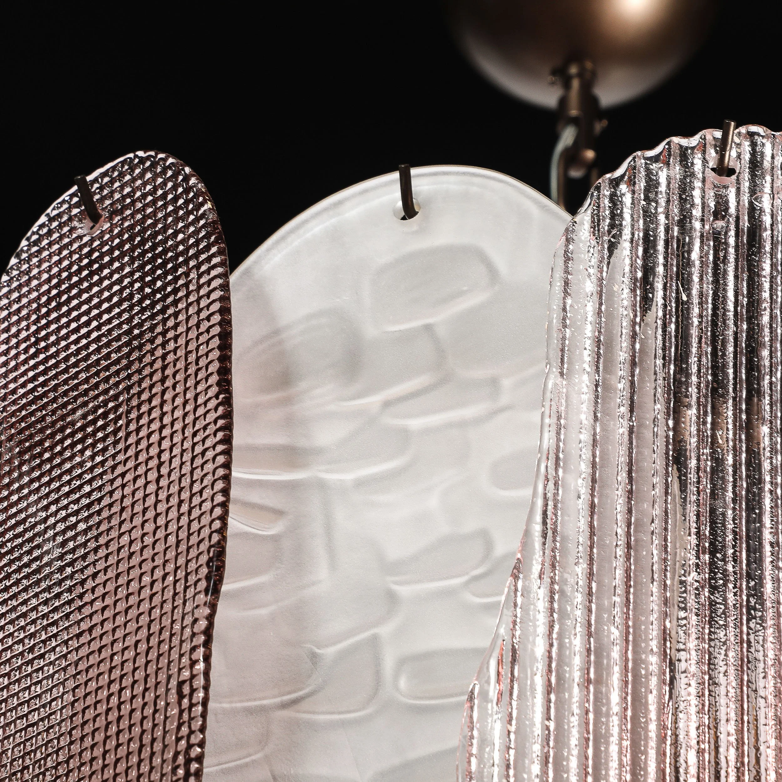 Modernist Round 3-Tier Hand-Blown Murano Glass Chandelier w/ Oval Reeded Shades offered by High Style Deco — image 10