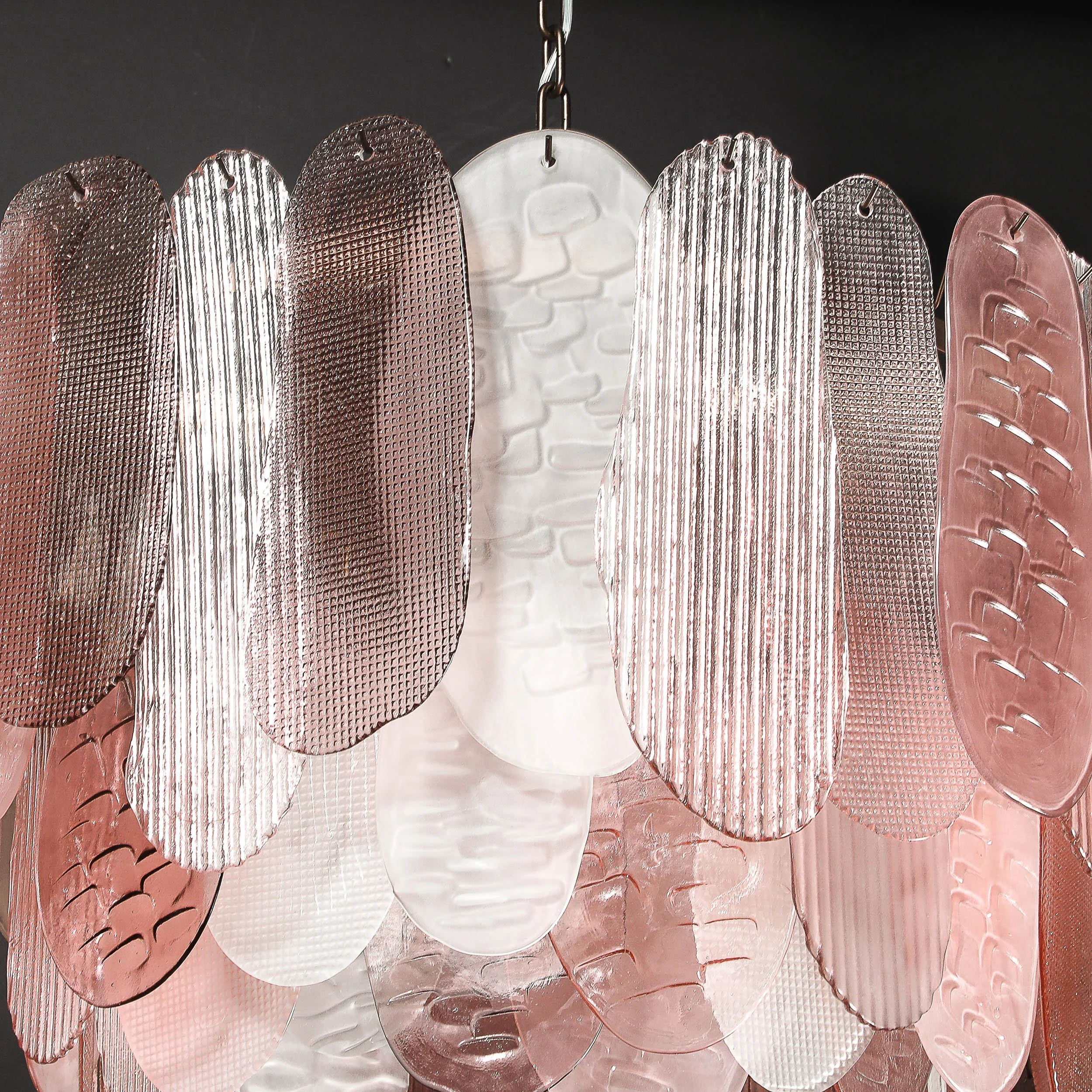 Modernist Round 3-Tier Hand-Blown Murano Glass Chandelier w/ Oval Reeded Shades offered by High Style Deco — image 14