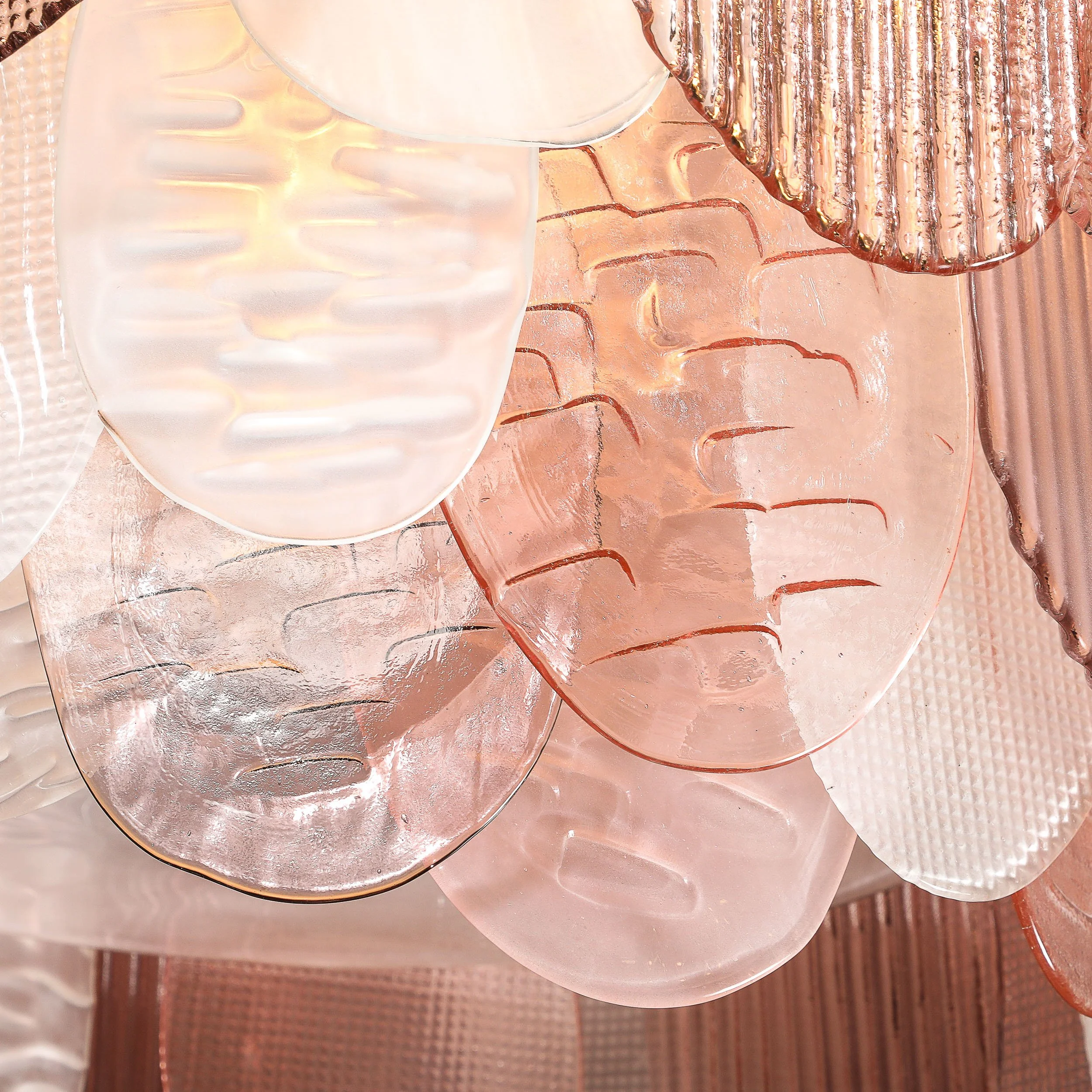 Modernist Round 3-Tier Hand-Blown Murano Glass Chandelier w/ Oval Reeded Shades offered by High Style Deco — image 19