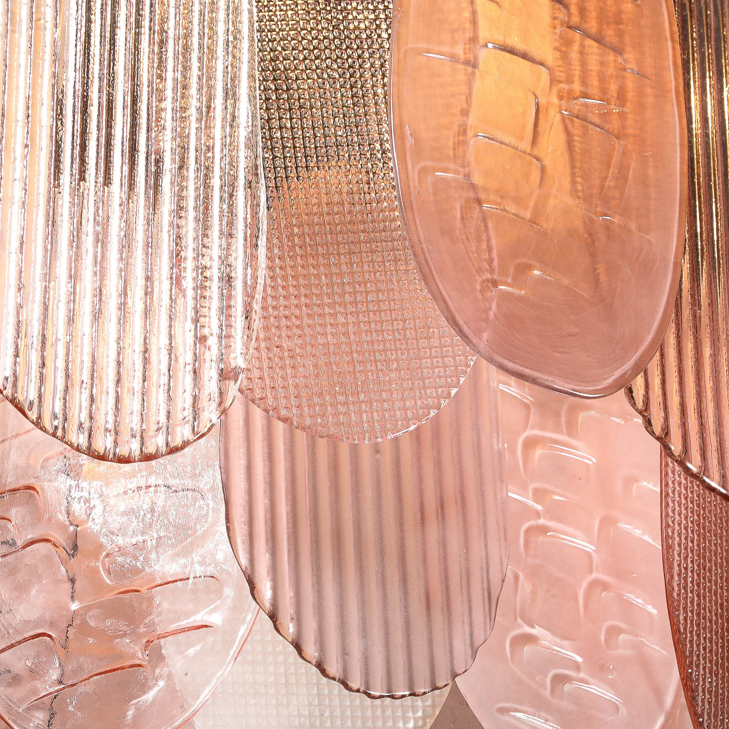 Modernist Round 3-Tier Hand-Blown Murano Glass Chandelier w/ Oval Reeded Shades offered by High Style Deco — image 20