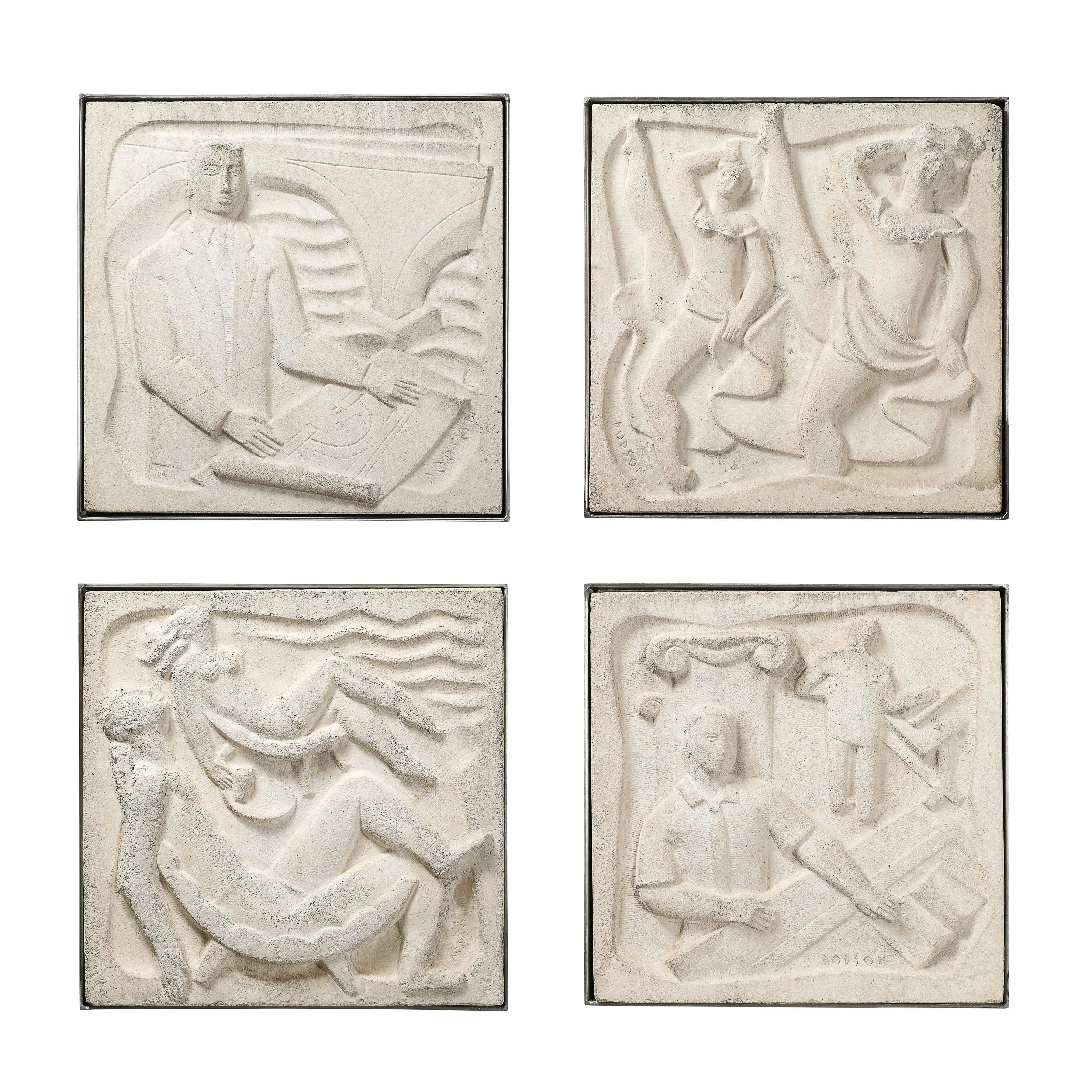Series of Four Chuck Dodson Cast Concrete Art Deco Wall Plaques offered by High Style Deco — image 1