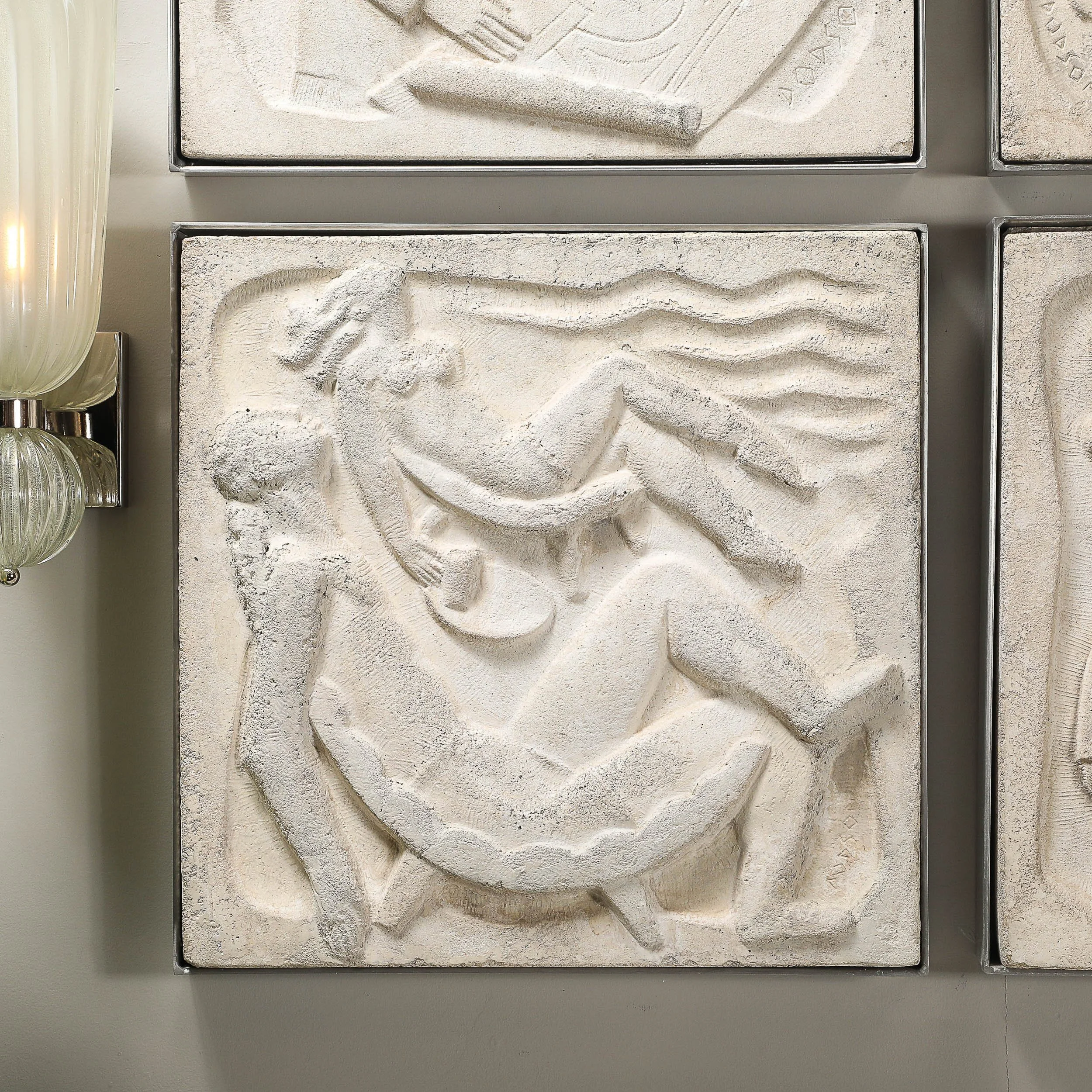 Series of Four Chuck Dodson Cast Concrete Art Deco Wall Plaques offered by High Style Deco — image 3