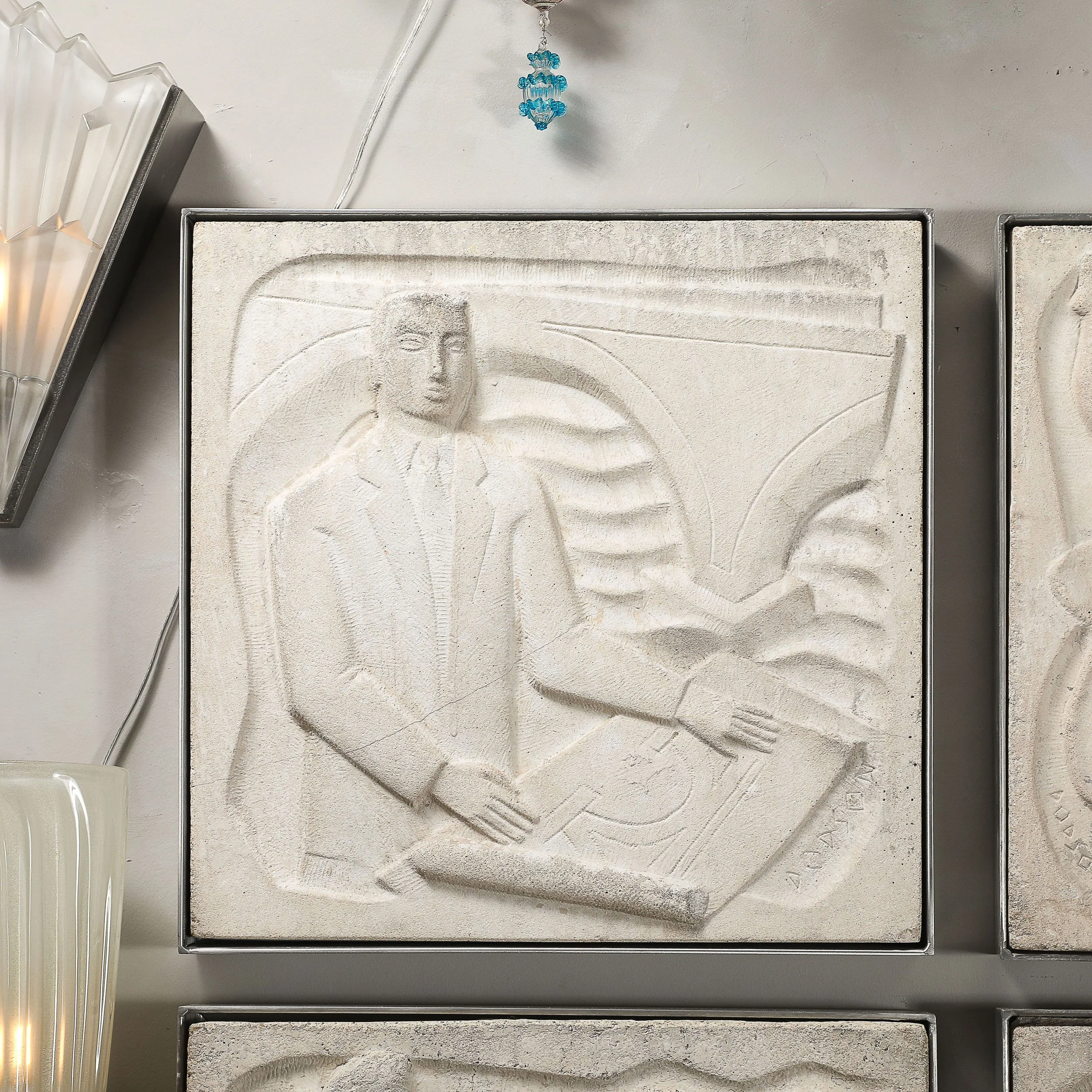 Series of Four Chuck Dodson Cast Concrete Art Deco Wall Plaques offered by High Style Deco — image 6