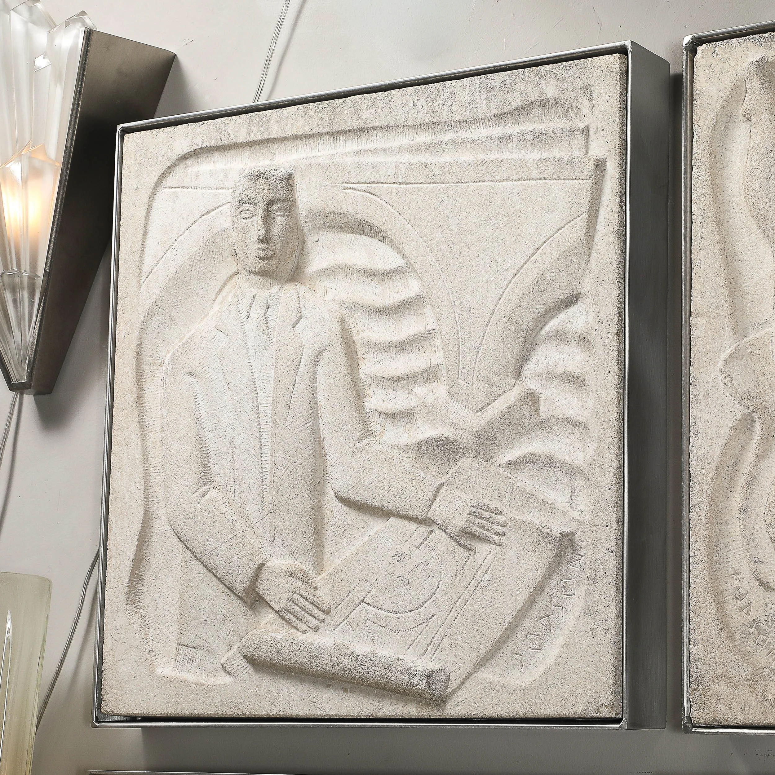 Series of Four Chuck Dodson Cast Concrete Art Deco Wall Plaques offered by High Style Deco — image 10