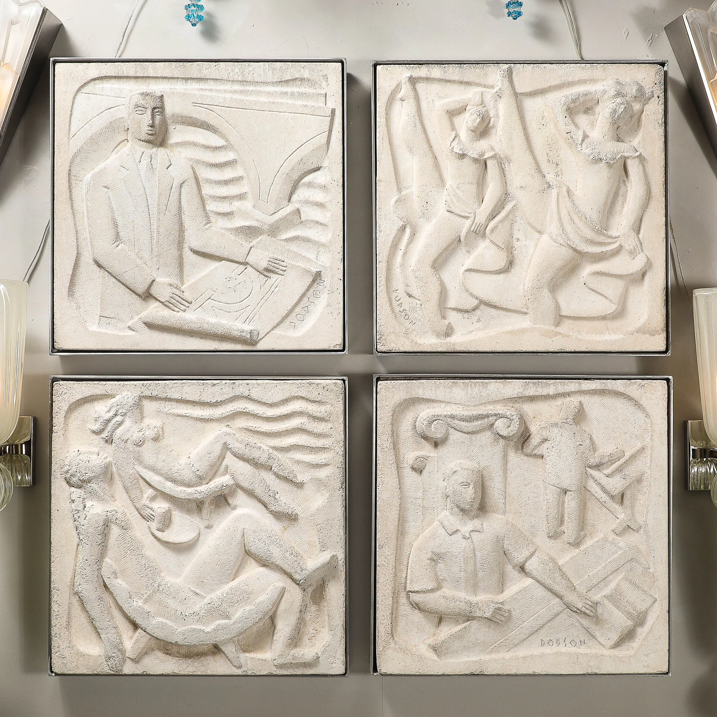 Series of Four Chuck Dodson Cast Concrete Art Deco Wall Plaques offered by High Style Deco — image 20