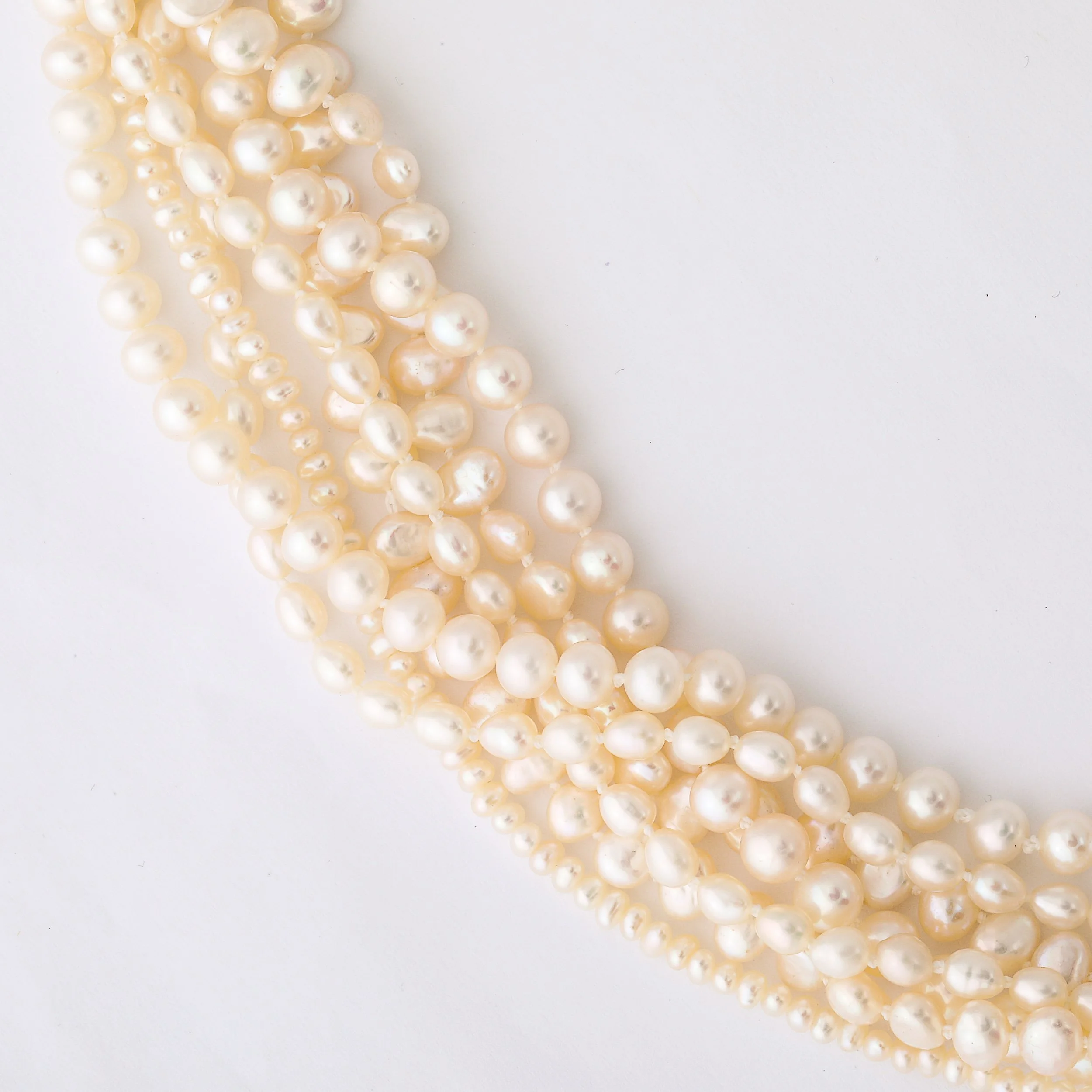 Modernist 14k Gold & Cultured Pearl Necklace w/ Cabochon Gems signed Willis offered by High Style Deco — image 4