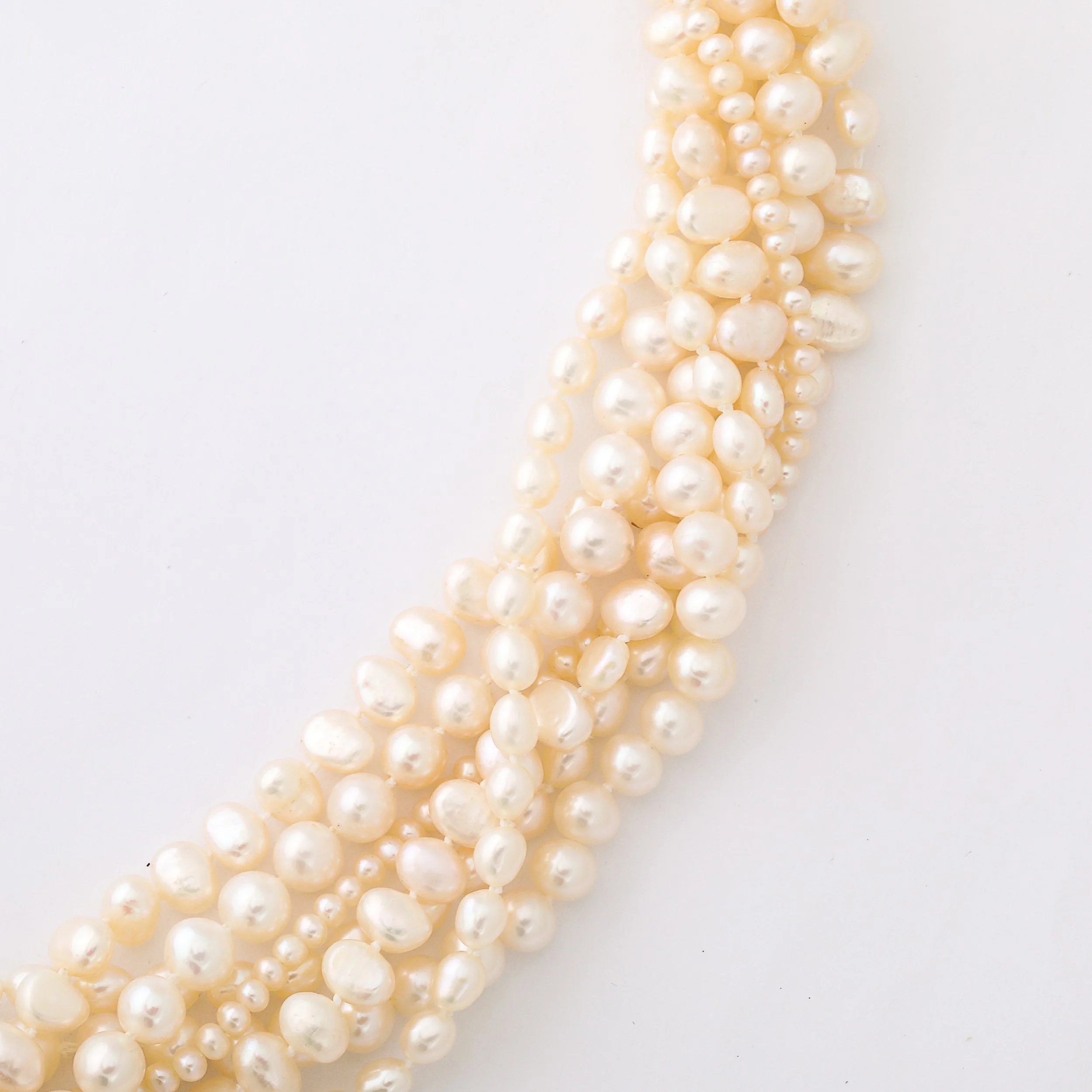 Modernist 14k Gold & Cultured Pearl Necklace w/ Cabochon Gems signed Willis offered by High Style Deco — image 7