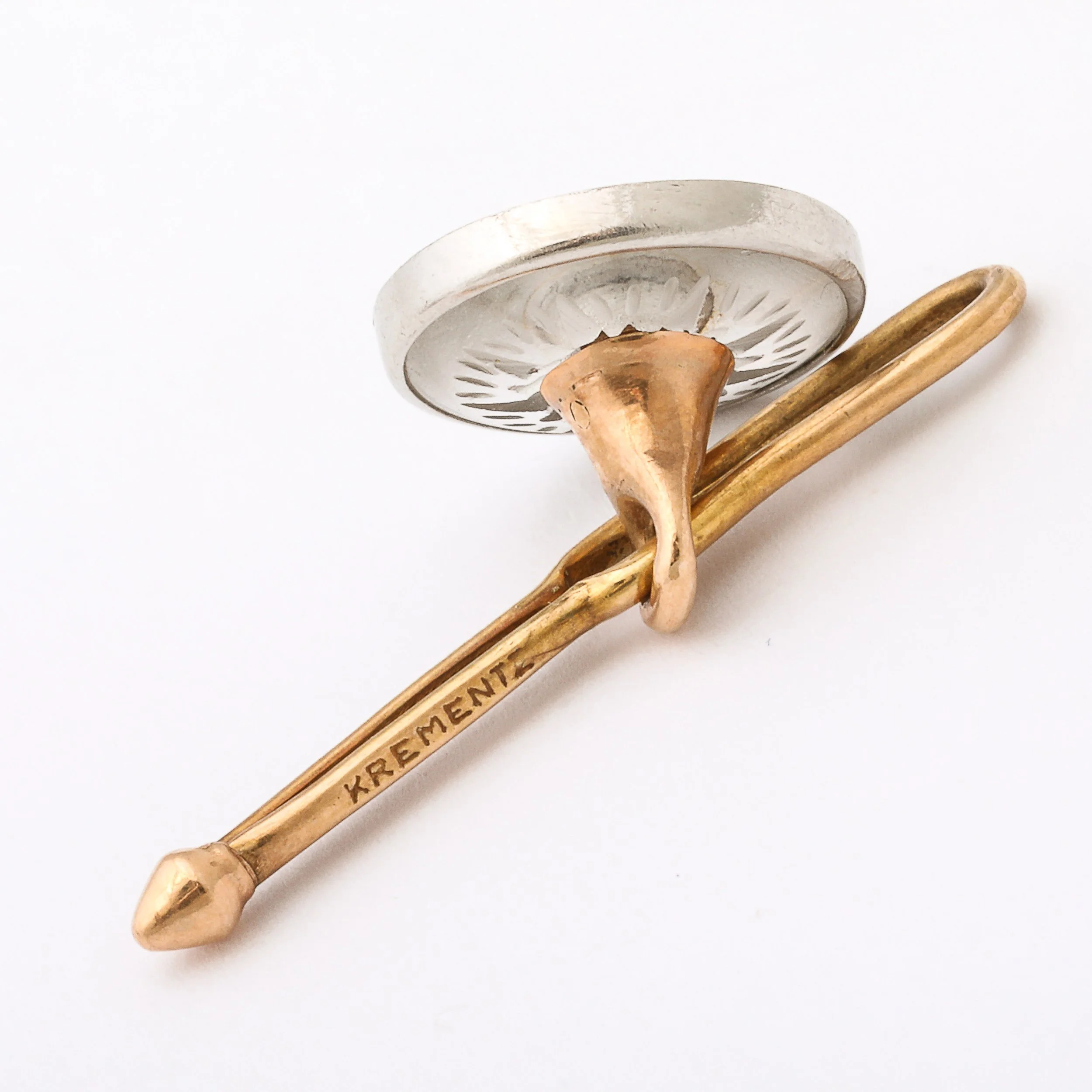 Signed Kremnentz Art Deco 14k Gold, Platinum & Diamond Cufflink & Stud Set offered by High Style Deco — image 8