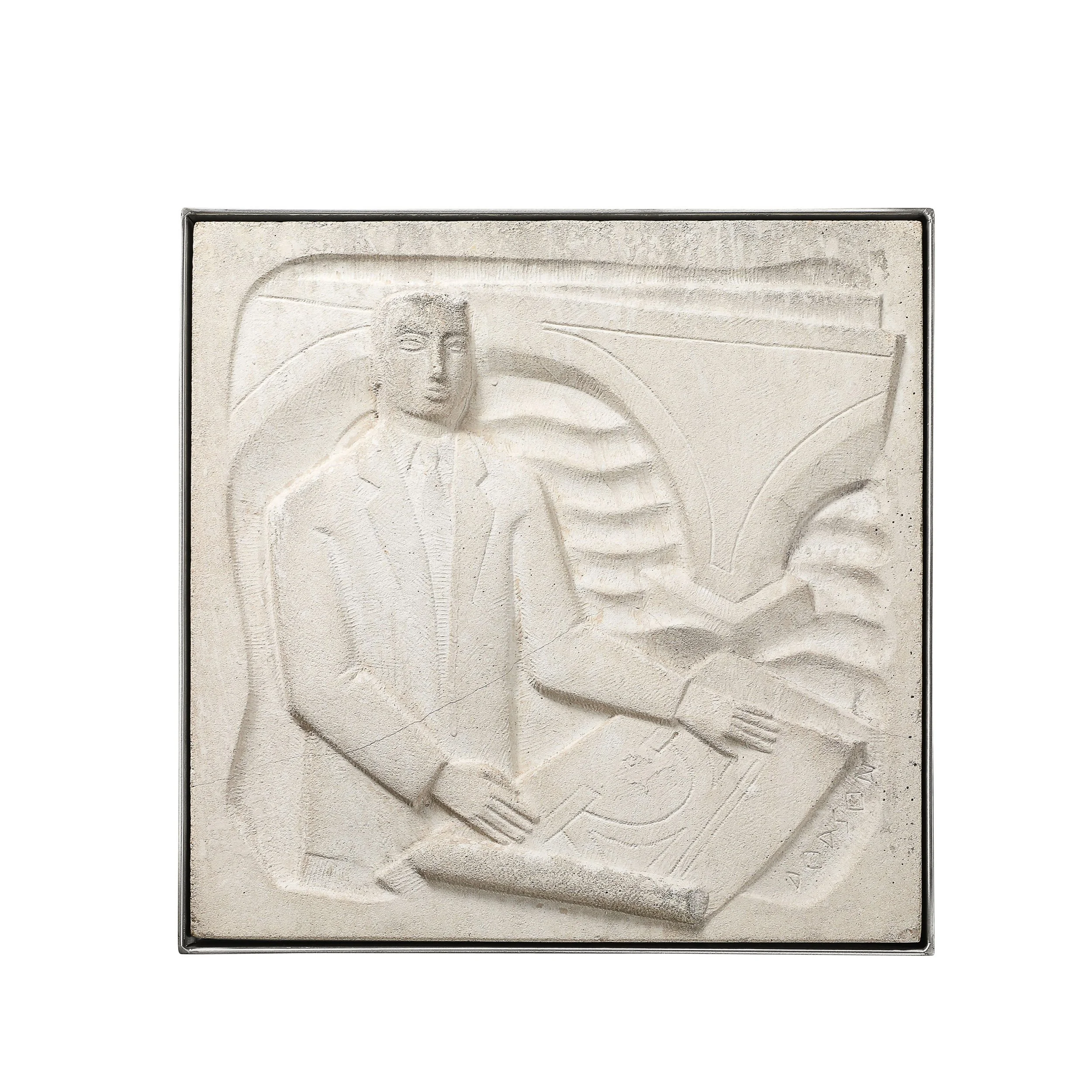 Chuck Dodson 'Architect' Cast Concrete Art Deco Wall Plaque offered by High Style Deco — image 1