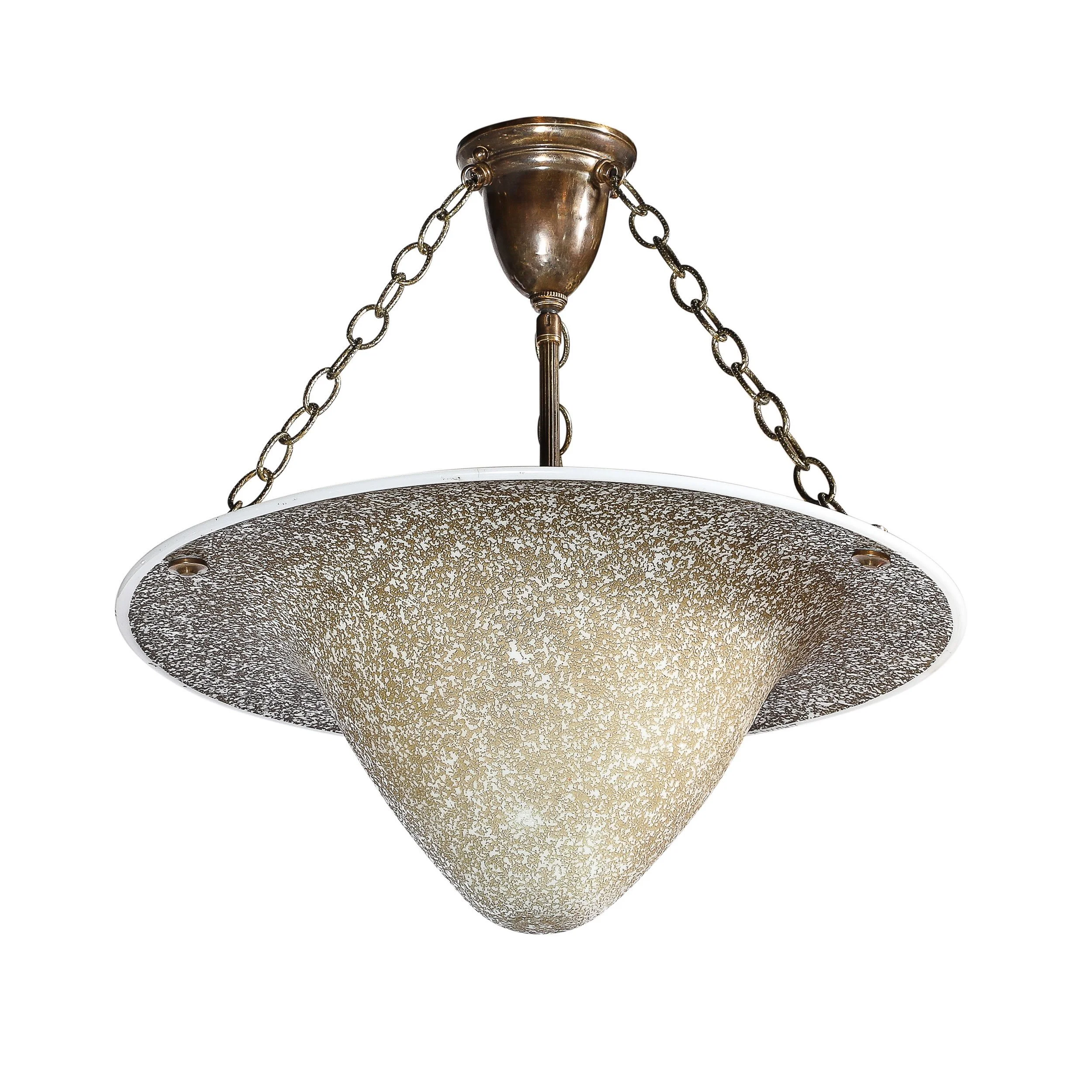 Art Deco Basin Form Acid Etched Green Gold &amp; White Glass Pendant signed Daum

France, Circa 1930

Dimensions: 

Overall Height: 21 in (53.34 cm) x Diameter: 19.75 in (50.17 cm)

Body Height: 8&rdquo;

Creator: Daum (Maker)
.
.
.
#daum #artdecolig