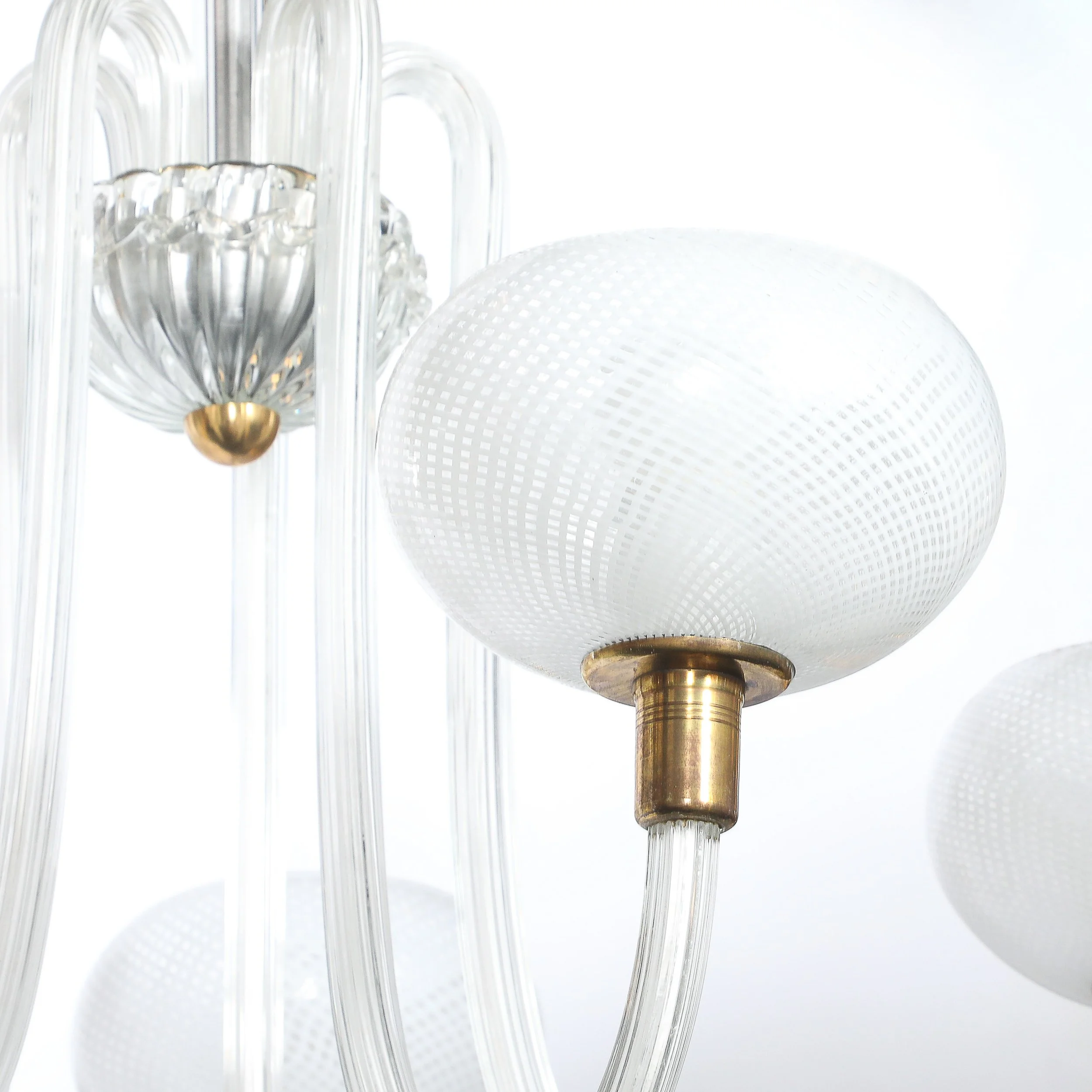 Mid-Century Hand-Blown Murano Glass 5-Arm Chandelier by Barovier & Toso offered by High Style Deco — image 2