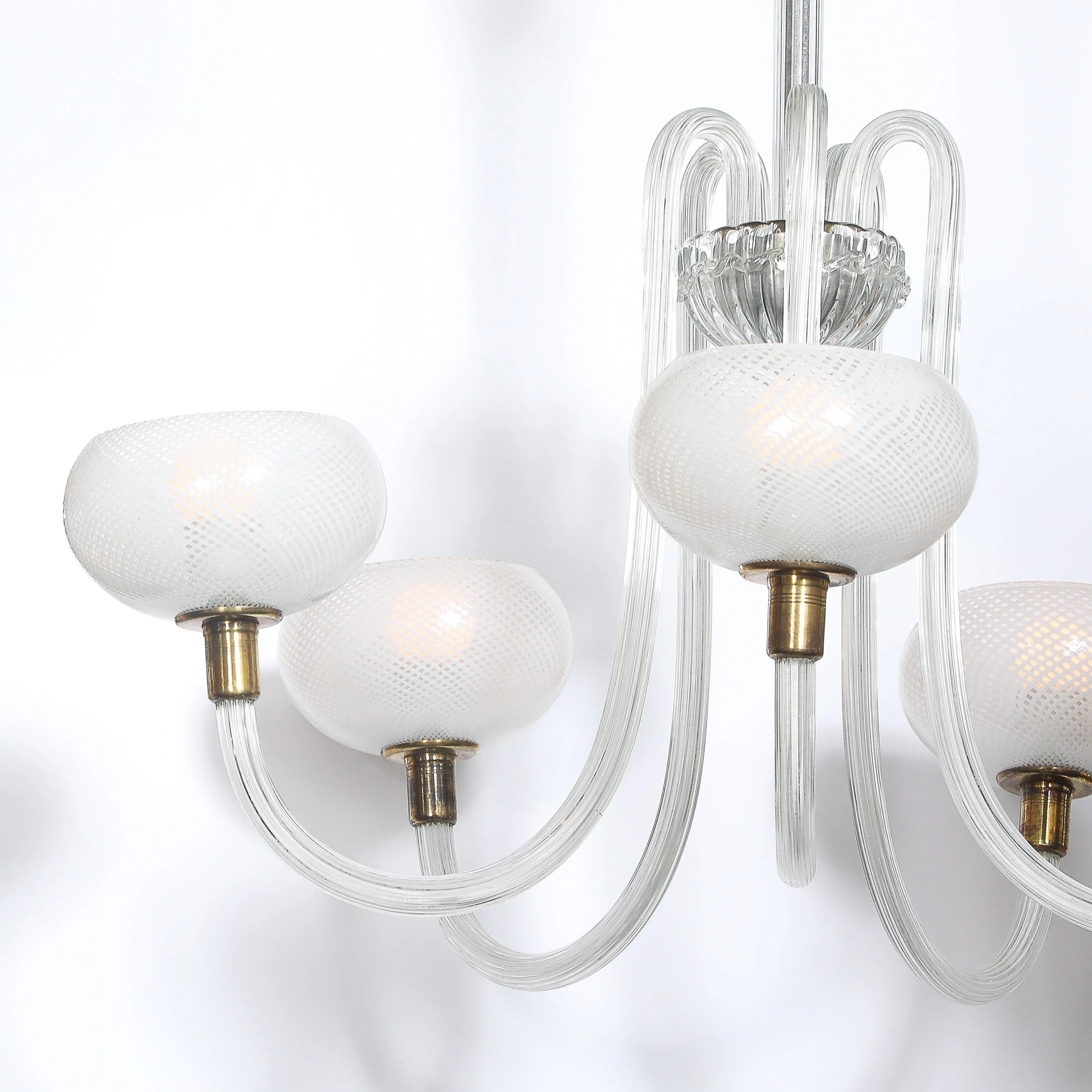Mid-Century Hand-Blown Murano Glass 5-Arm Chandelier by Barovier & Toso offered by High Style Deco — image 4