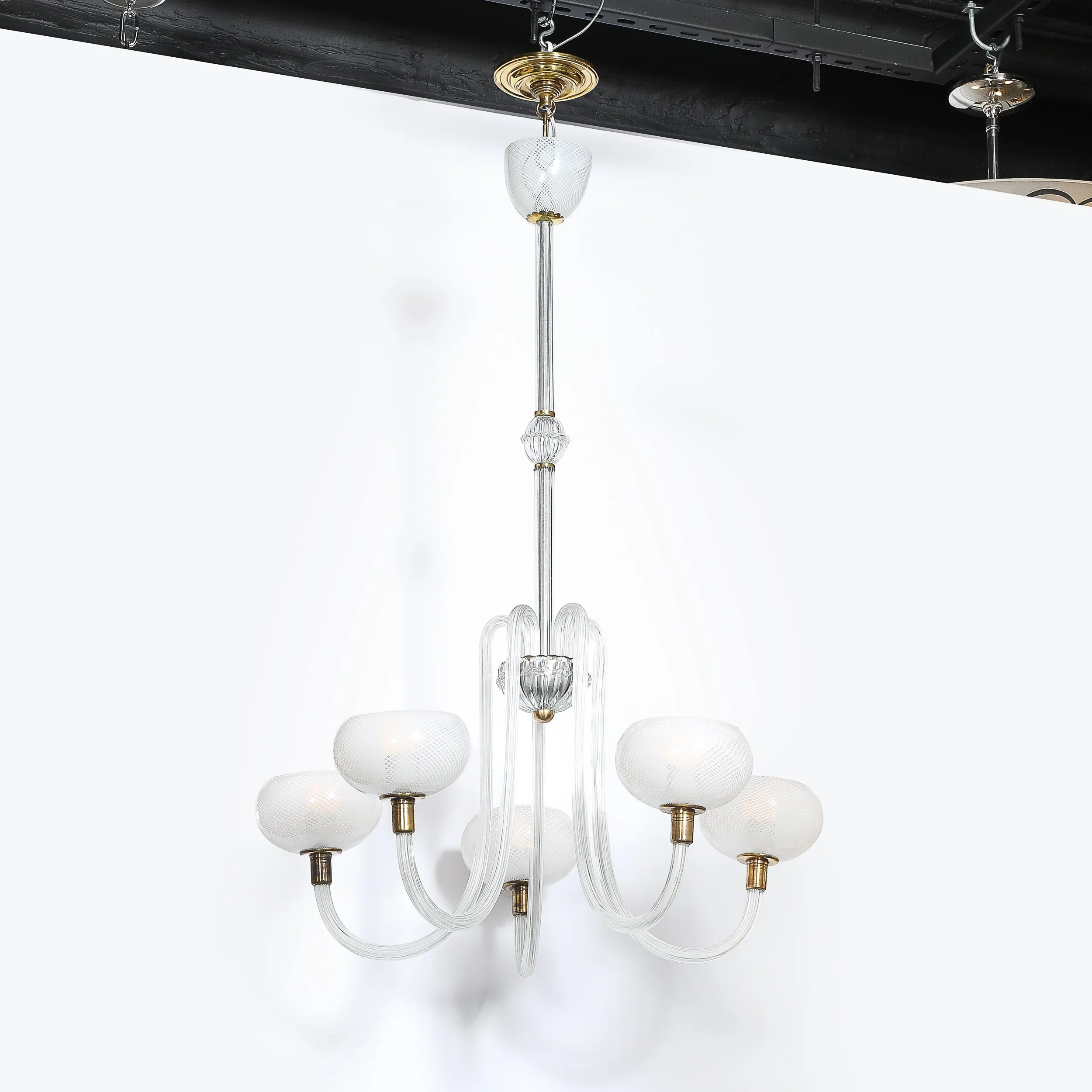 Mid-Century Hand-Blown Murano Glass 5-Arm Chandelier by Barovier & Toso offered by High Style Deco — image 9