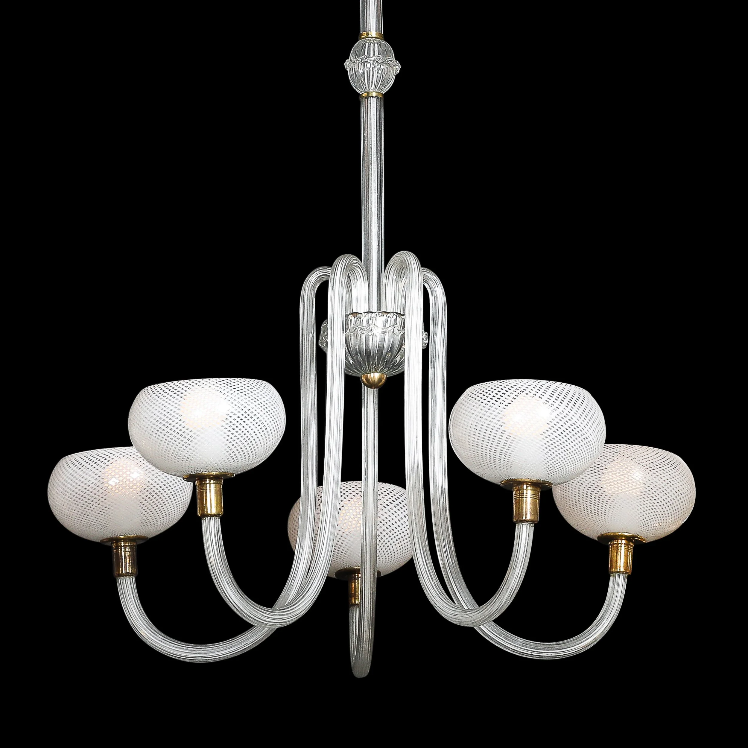Mid-Century Hand-Blown Murano Glass 5-Arm Chandelier by Barovier & Toso offered by High Style Deco — image 17