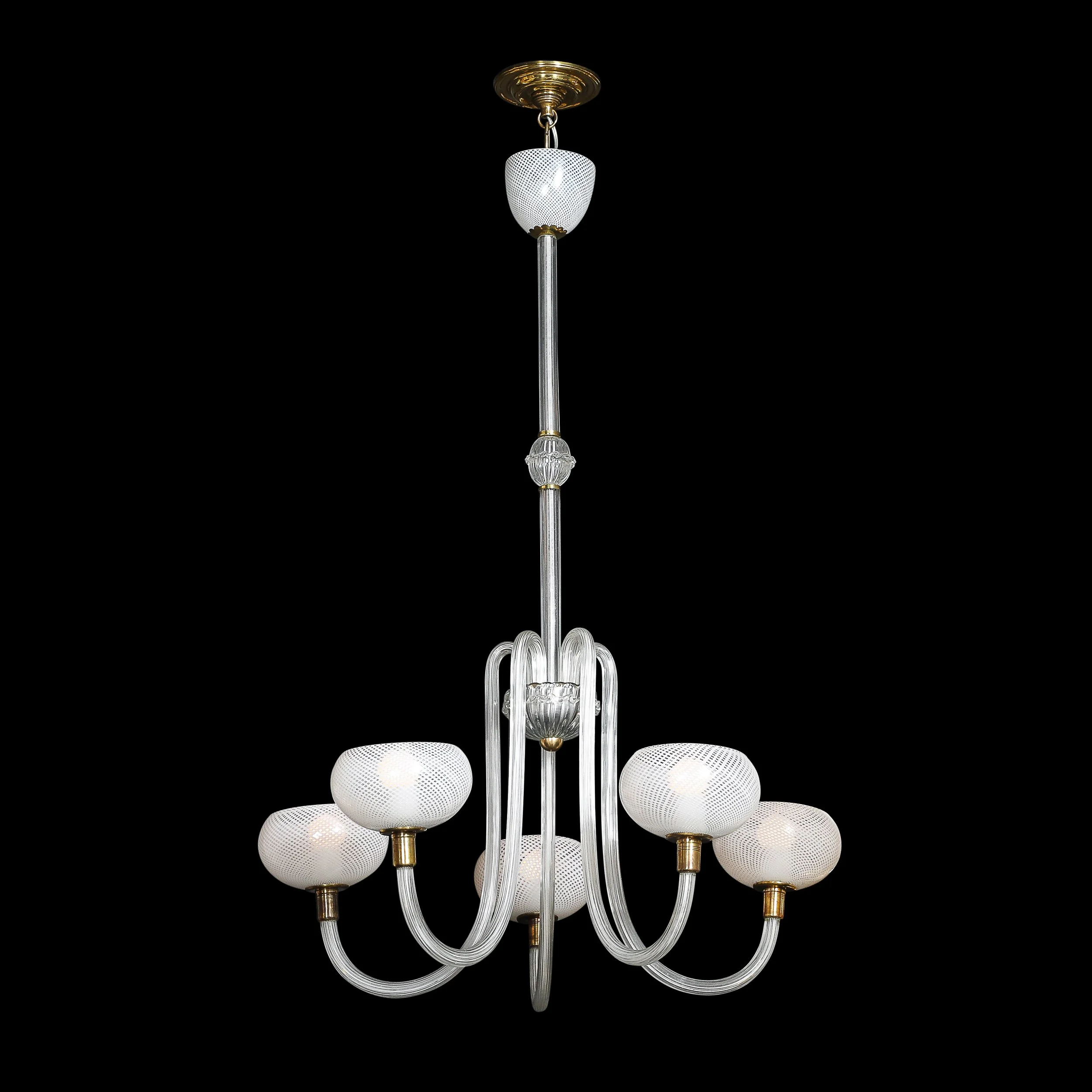 Mid-Century Hand-Blown Murano Glass 5-Arm Chandelier by Barovier & Toso offered by High Style Deco — image 18