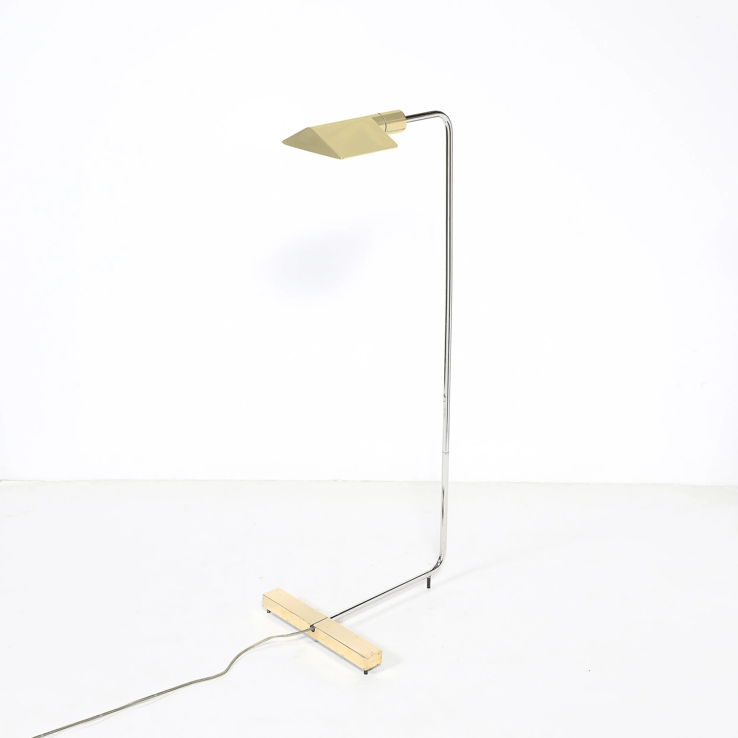 Mid-Century Adjustable Polished Brass & Nickel Floor Lamp signed Cedric Hartman offered by High Style Deco — image 2