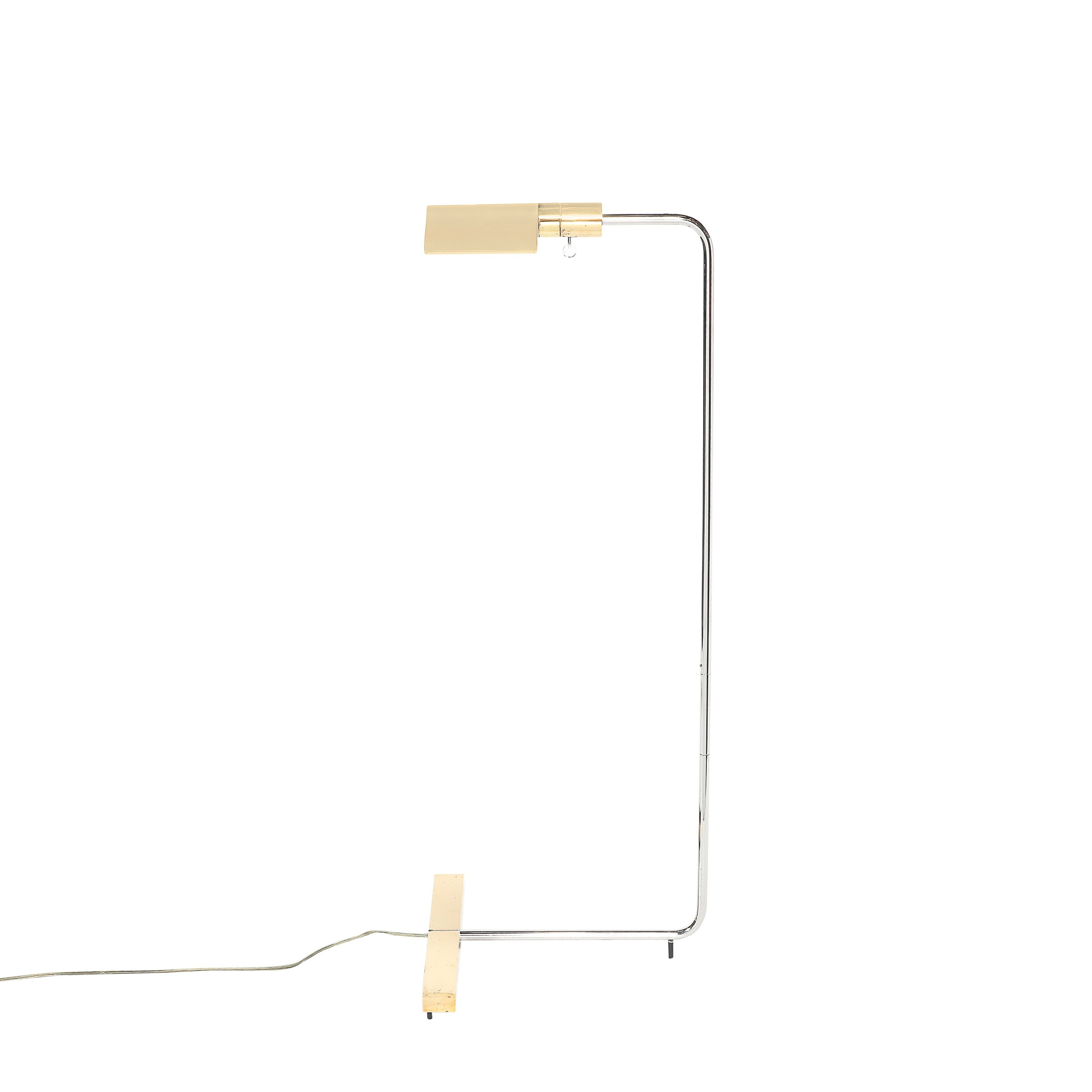 Mid-Century Adjustable Polished Brass & Nickel Floor Lamp signed Cedric Hartman offered by High Style Deco — image 1