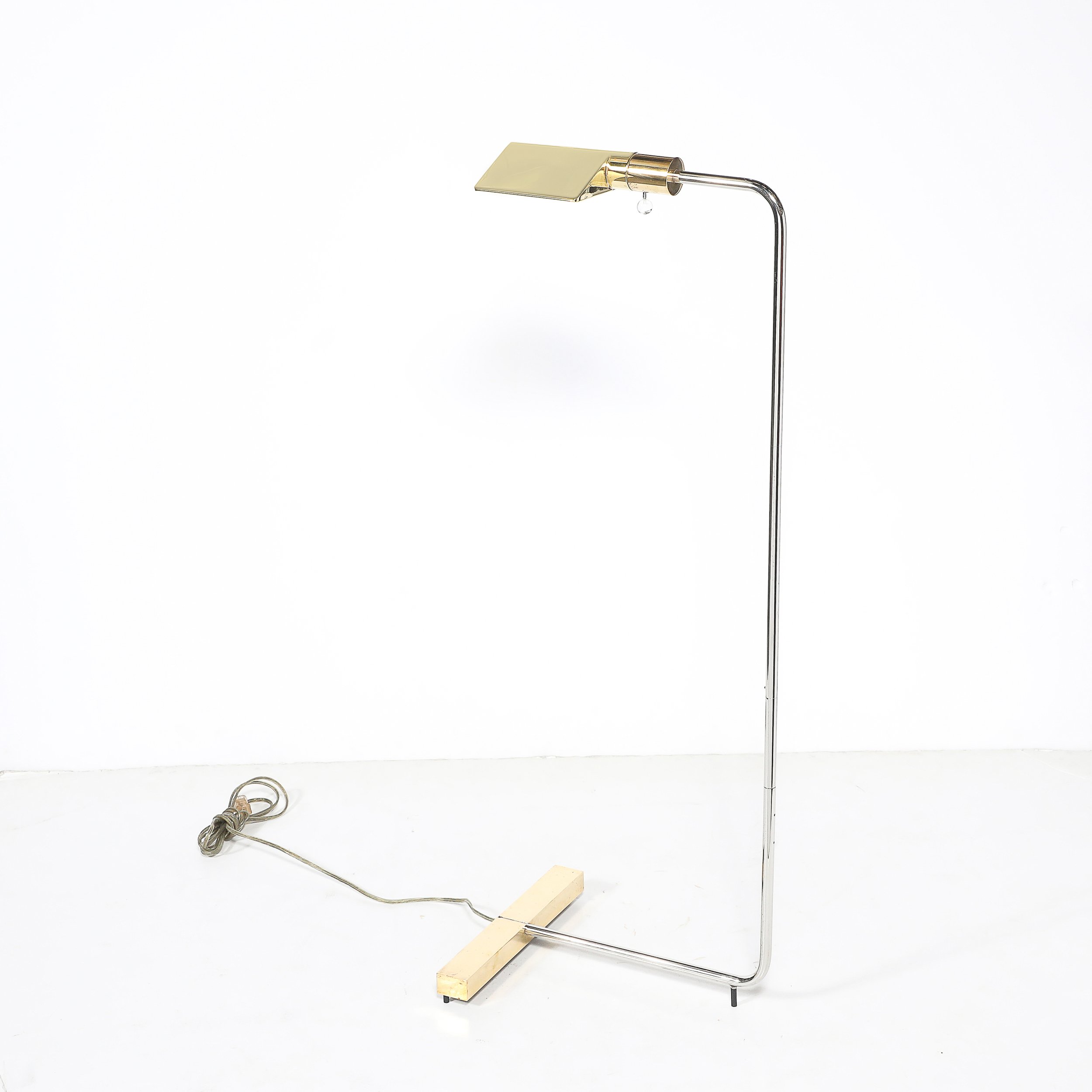 Mid-Century Adjustable Polished Brass & Nickel Floor Lamp signed Cedric Hartman offered by High Style Deco — image 6