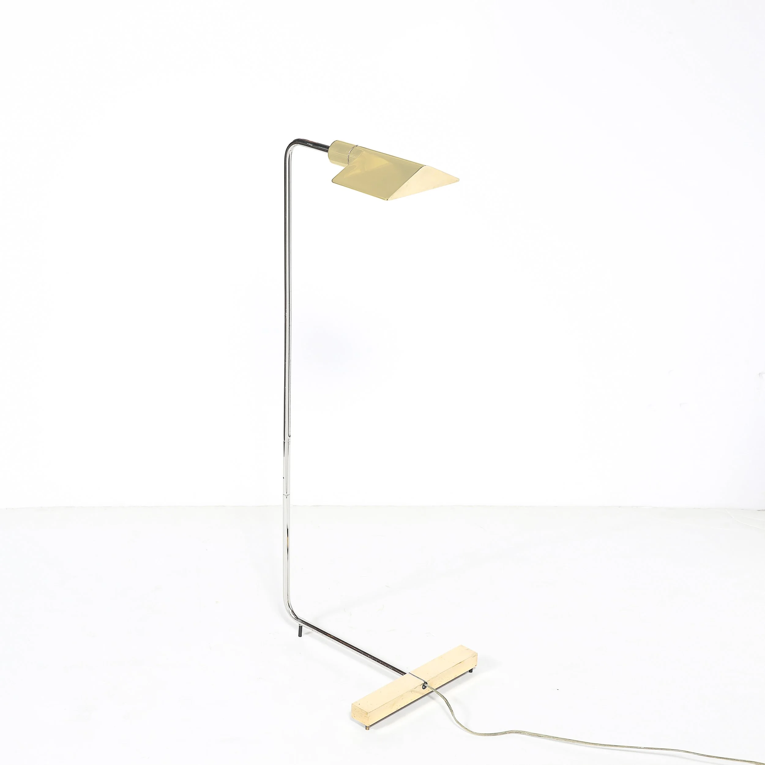 Mid-Century Adjustable Polished Brass & Nickel Floor Lamp signed Cedric Hartman offered by High Style Deco — image 7