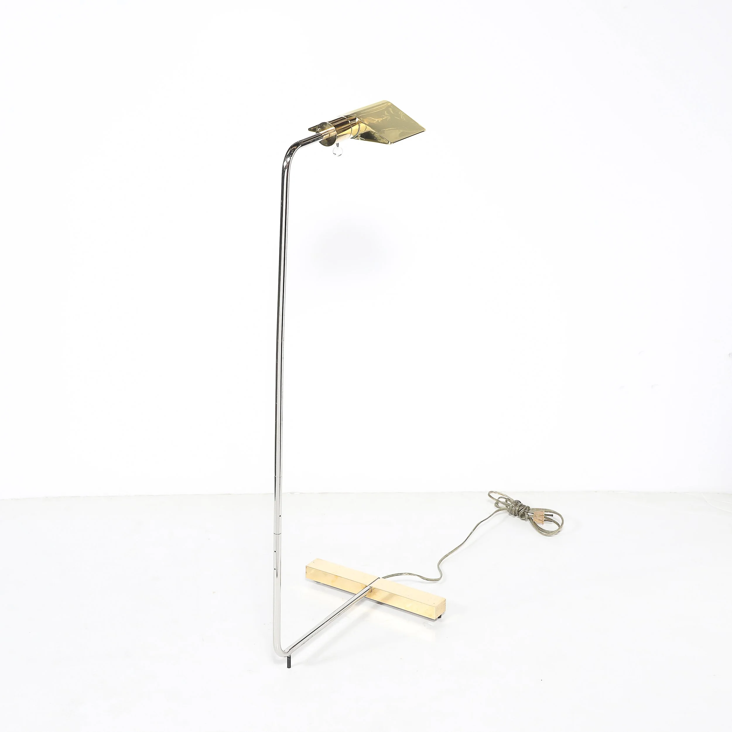 Mid-Century Adjustable Polished Brass & Nickel Floor Lamp signed Cedric Hartman offered by High Style Deco — image 9
