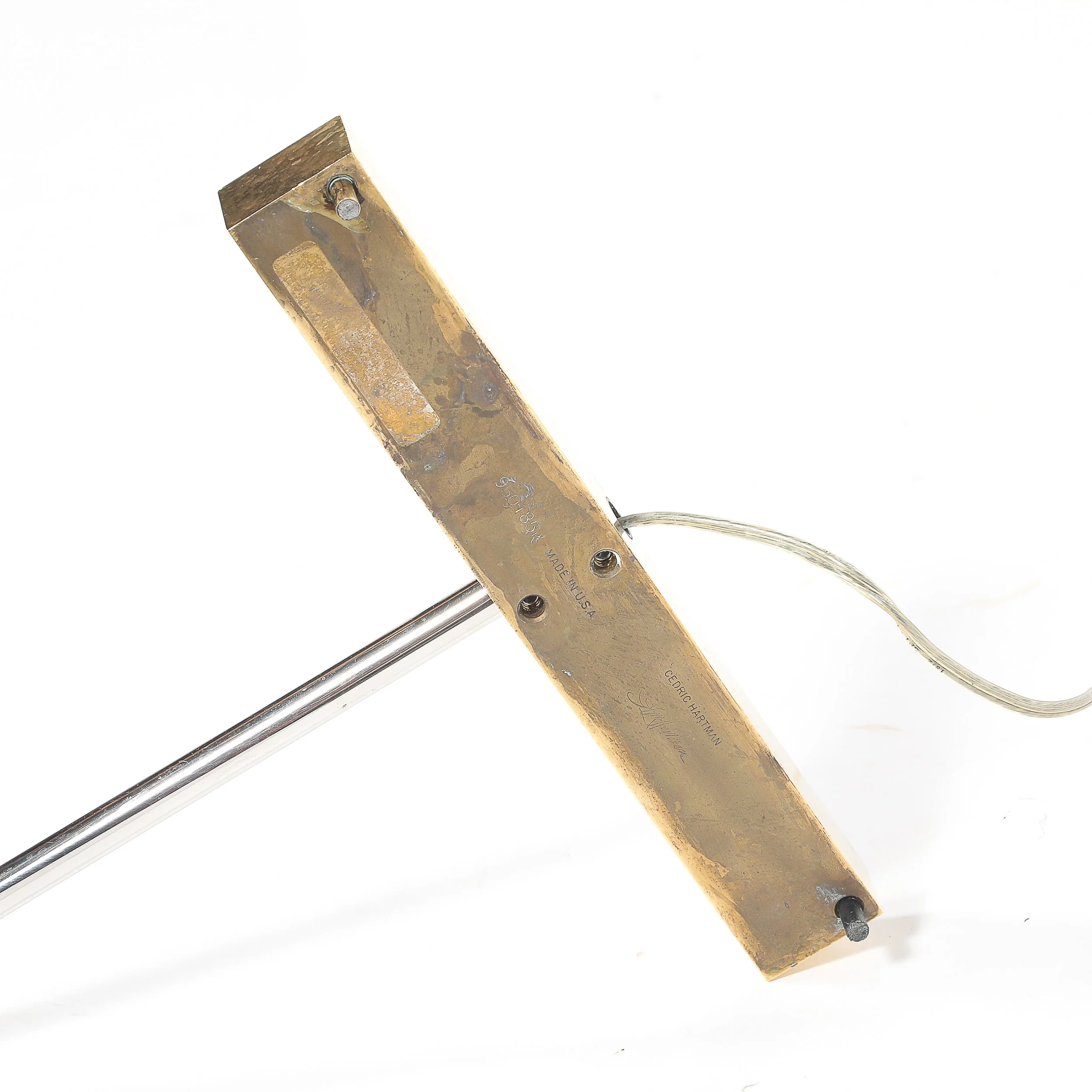 Mid-Century Adjustable Polished Brass & Nickel Floor Lamp signed Cedric Hartman offered by High Style Deco — image 10
