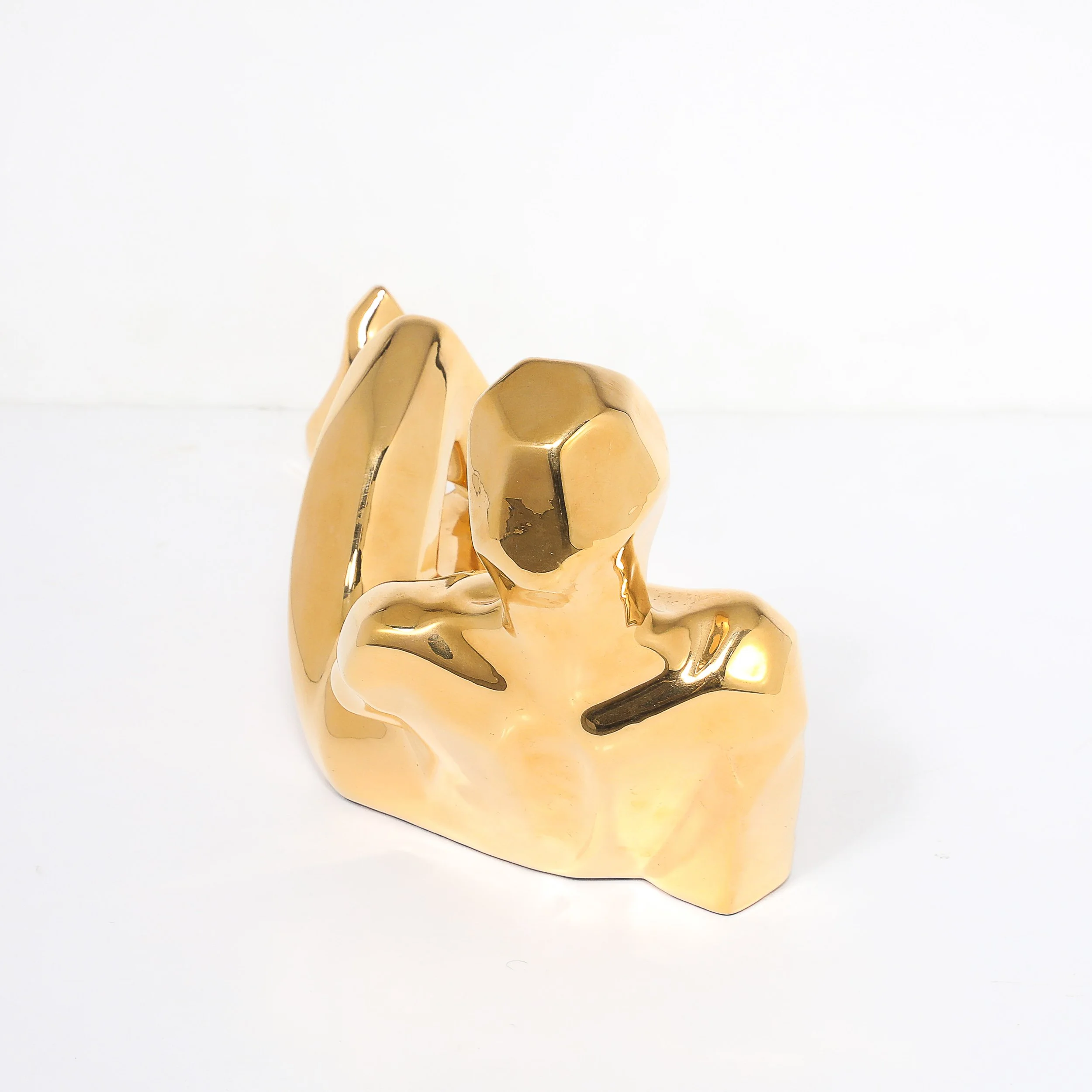 Mid-Century Gold-Plated Ceramic Sculpture of a Reclining Man Signed Jaru offered by High Style Deco — image 7