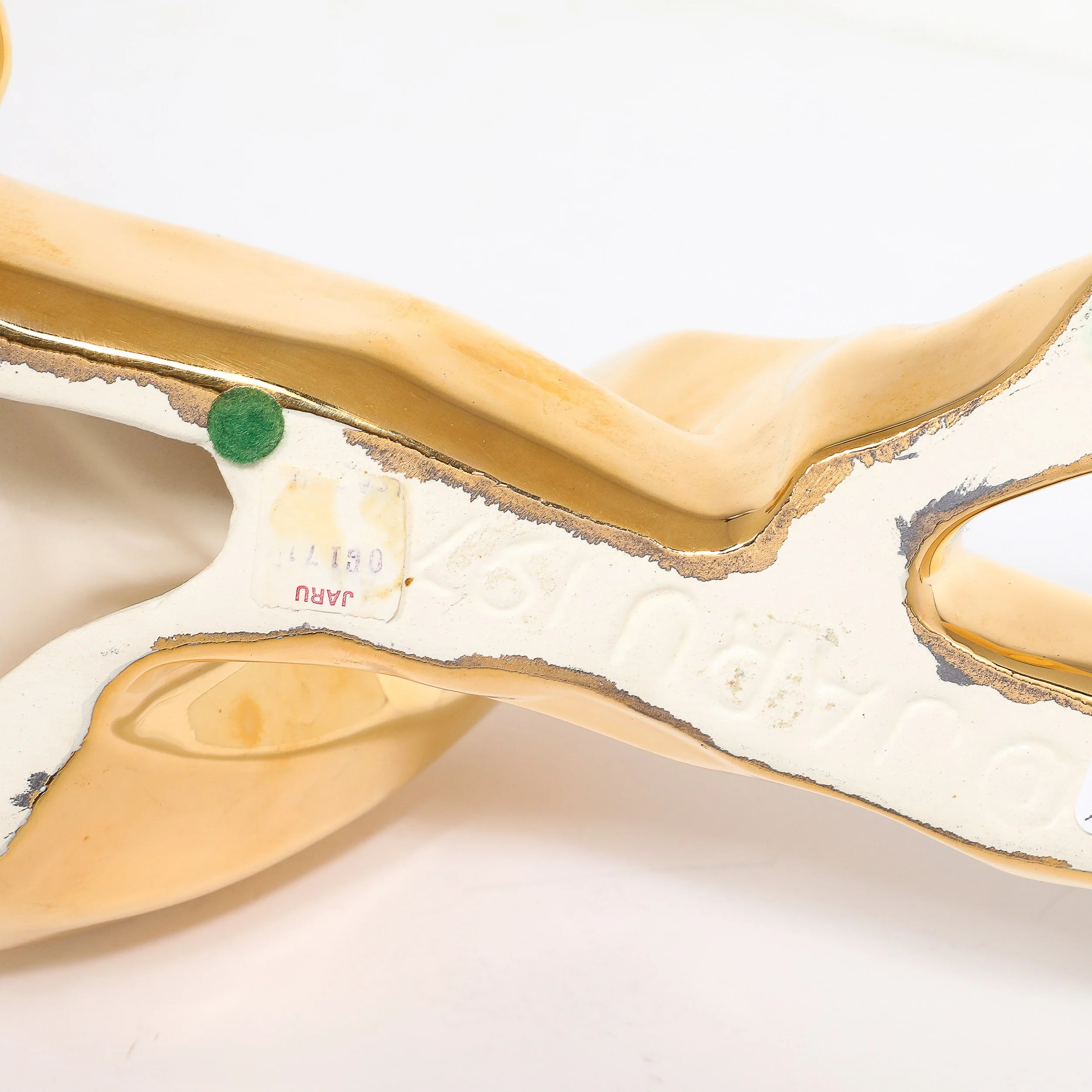 Mid-Century Gold-Plated Ceramic Sculpture of a Reclining Man Signed Jaru offered by High Style Deco — image 11