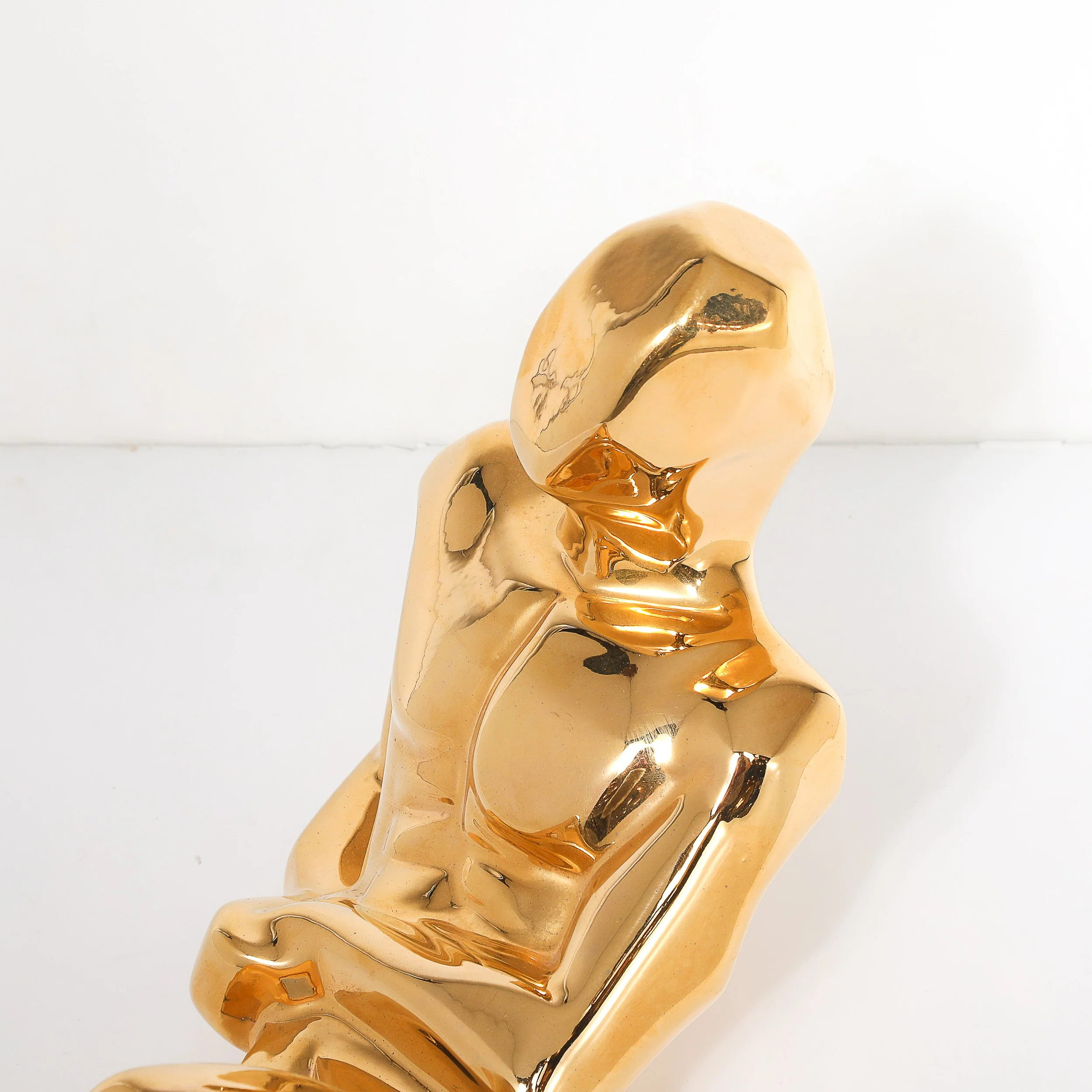 Mid-Century Gold-Plated Ceramic Sculpture of a Reclining Man Signed Jaru offered by High Style Deco — image 13