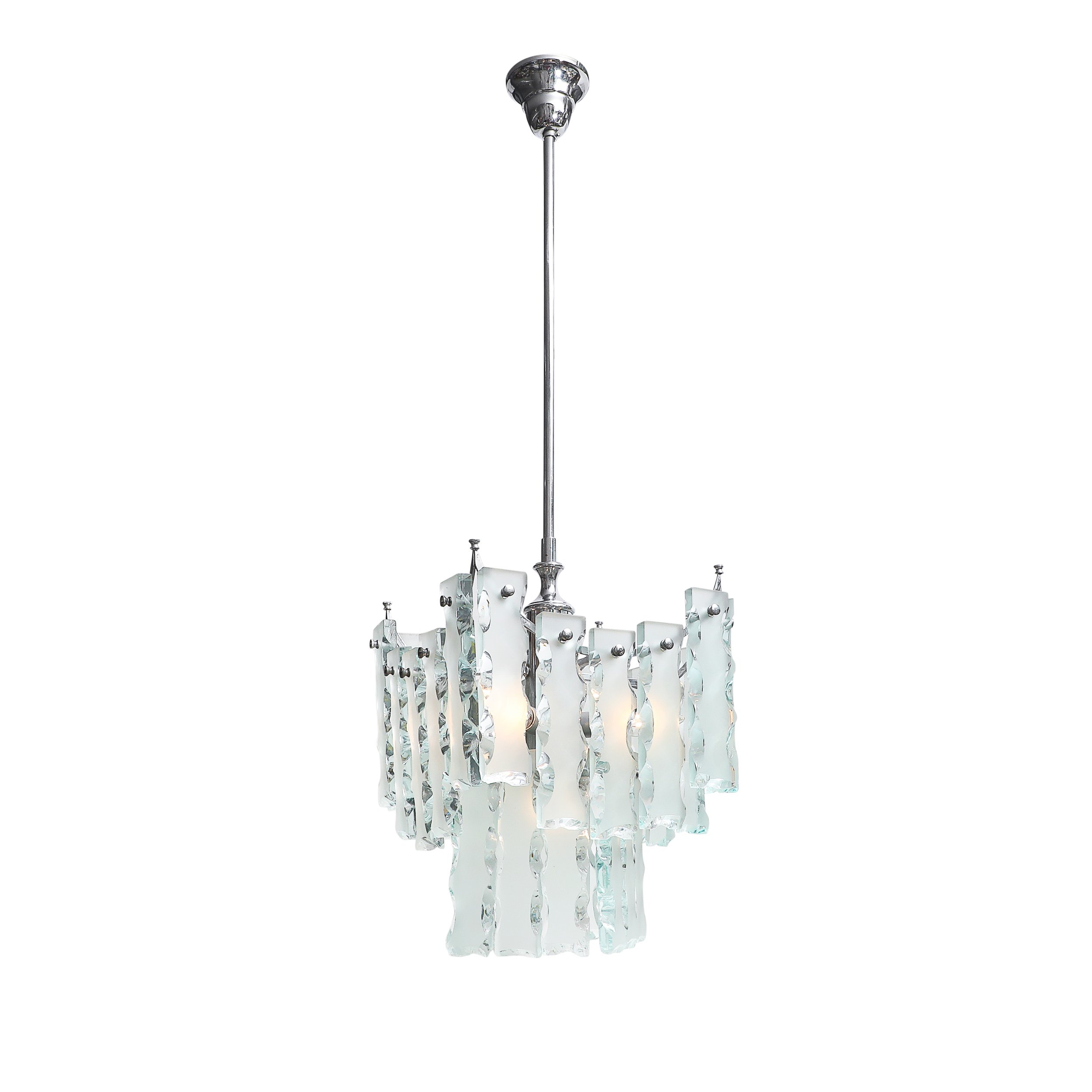 Mid-Century Modernist Style of Fontana Arte Geometric Knapped Glass Pendant offered by High Style Deco — image 1